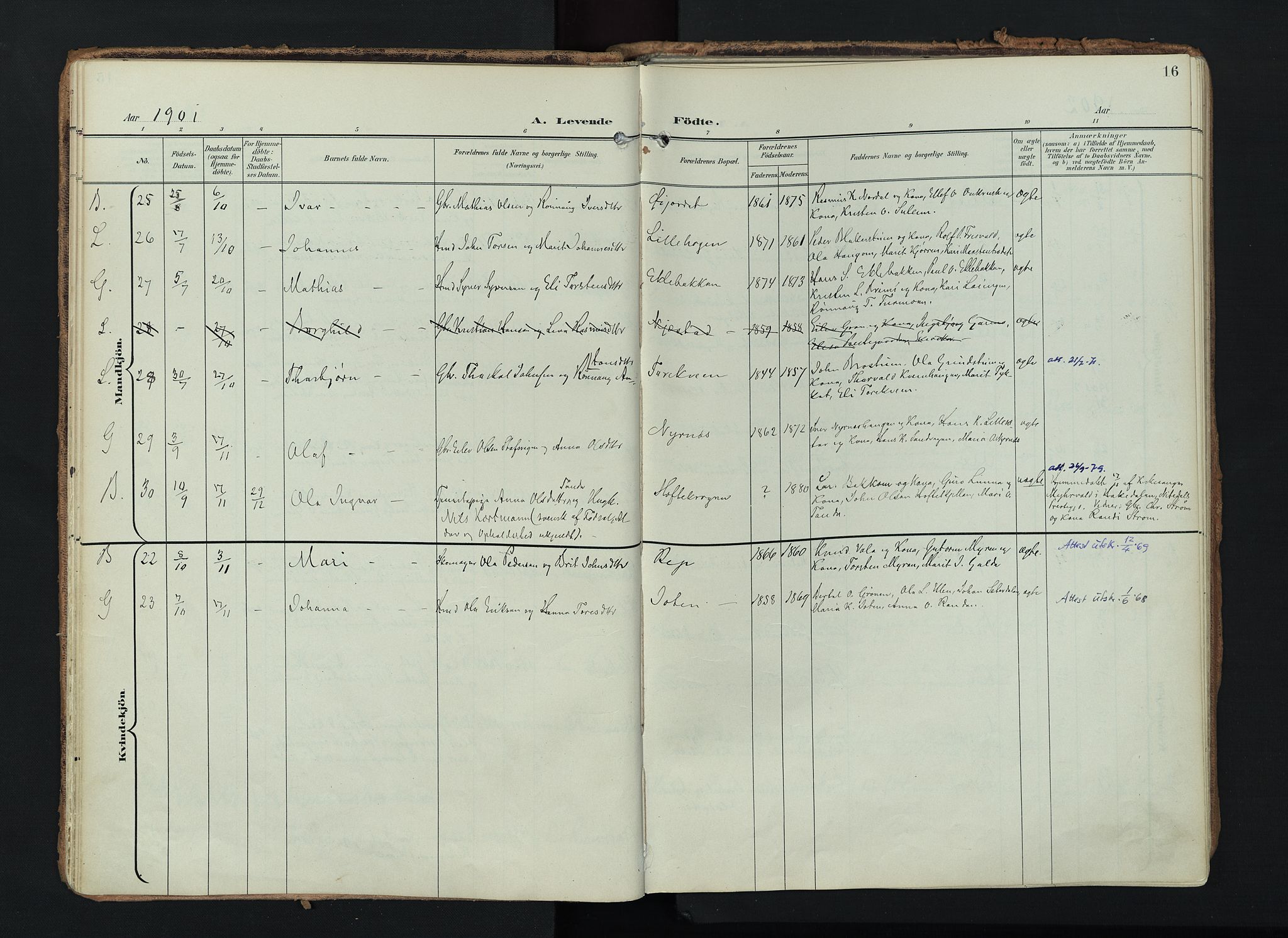 Lom prestekontor, AV/SAH-PREST-070/K/L0010: Parish register (official) no. 10, 1899-1926, p. 16