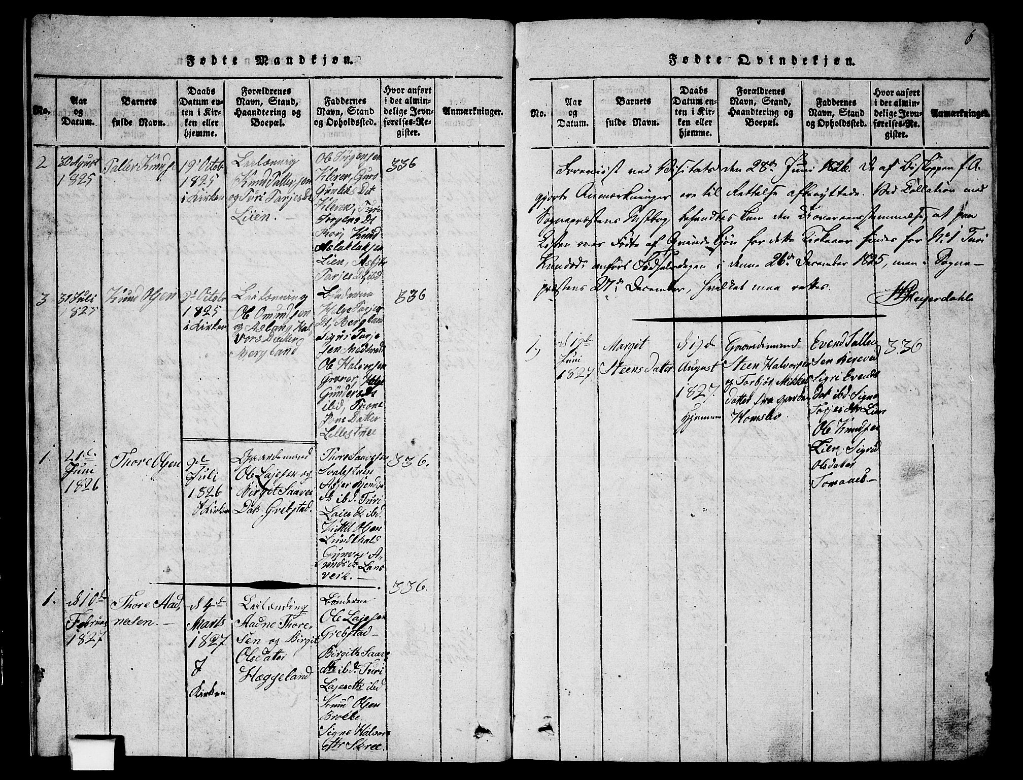 Fyresdal kirkebøker, SAKO/A-263/G/Ga/L0002: Parish register (copy) no. I 2, 1815-1857, p. 6