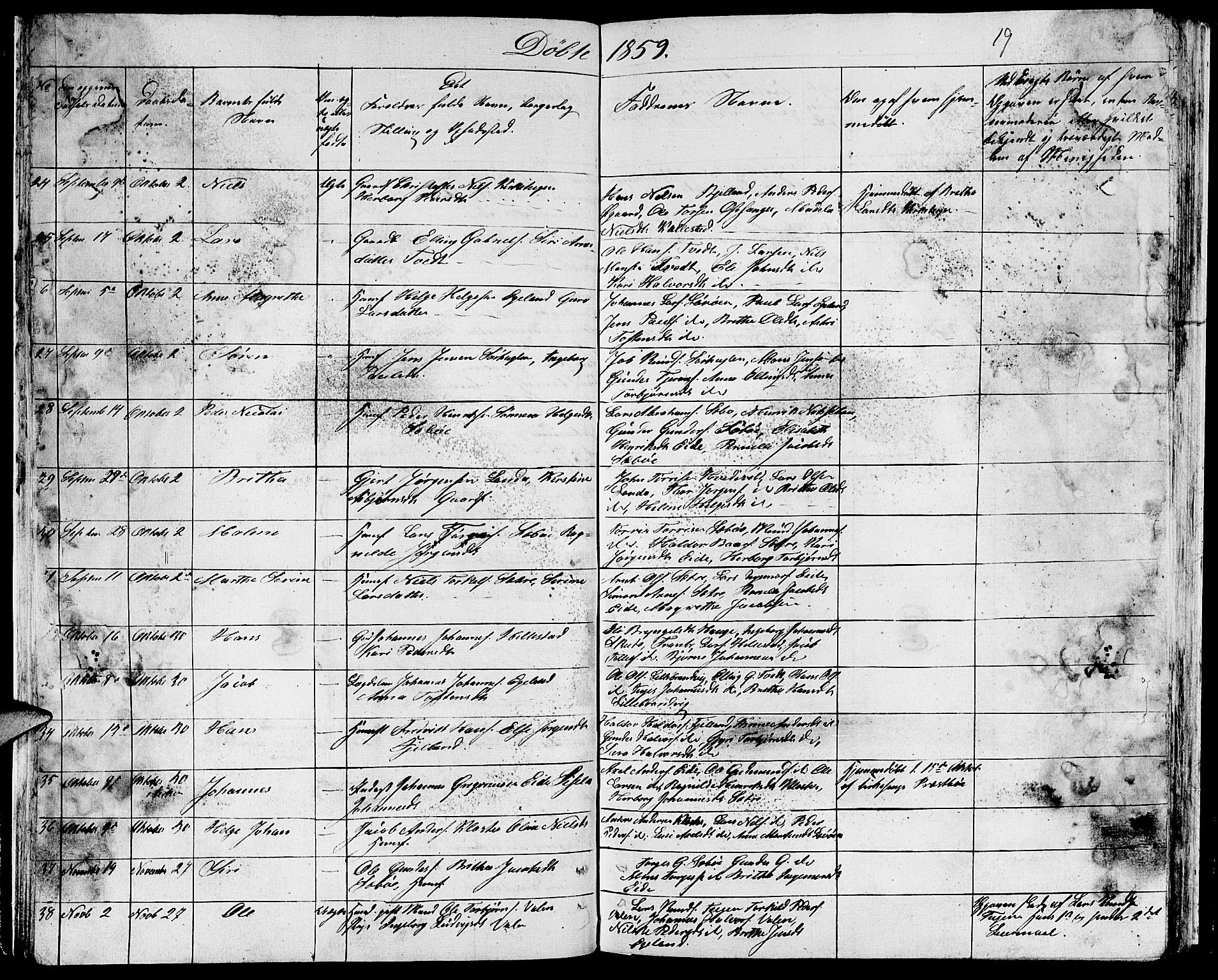 Fjelberg sokneprestembete, AV/SAB-A-75201/H/Hab: Parish register (copy) no. B 2, 1854-1868, p. 19