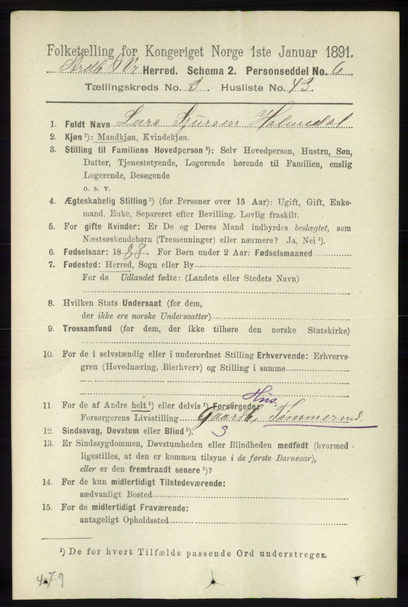 RA, 1891 census for 1226 Strandebarm og Varaldsøy, 1891, p. 1346