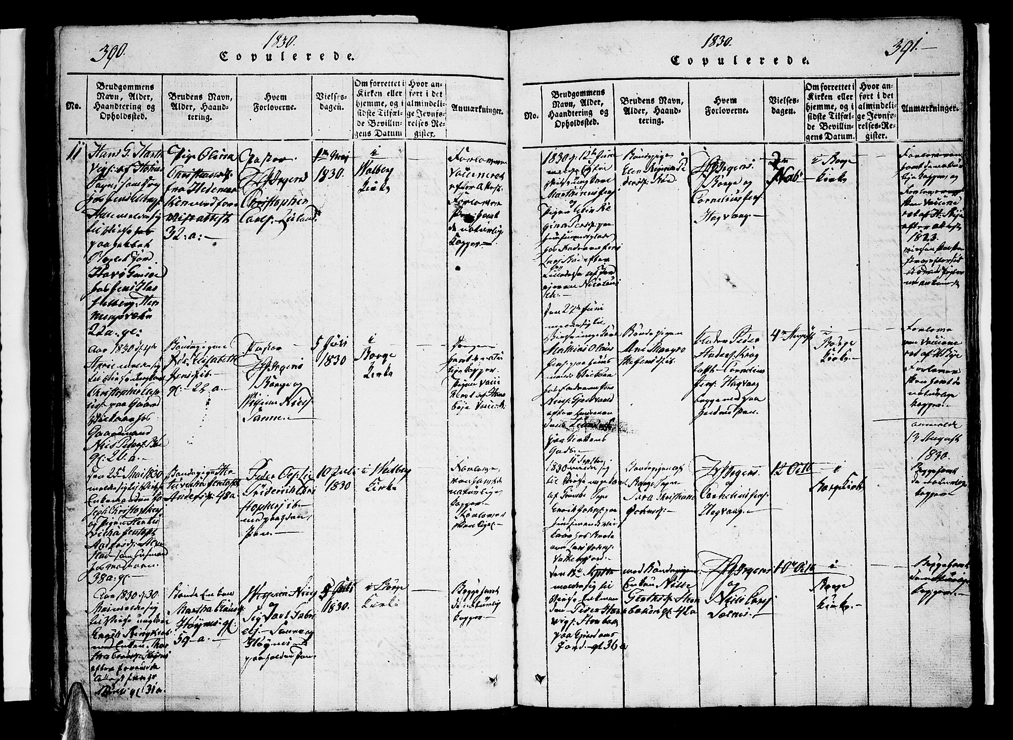 Ministerialprotokoller, klokkerbøker og fødselsregistre - Nordland, SAT/A-1459/880/L1130: Parish register (official) no. 880A04, 1821-1843, p. 390-391
