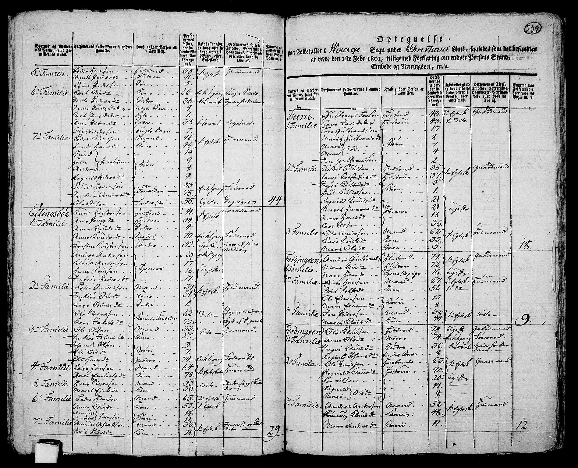 RA, 1801 census for 0515P Vågå, 1801, p. 538b-539a