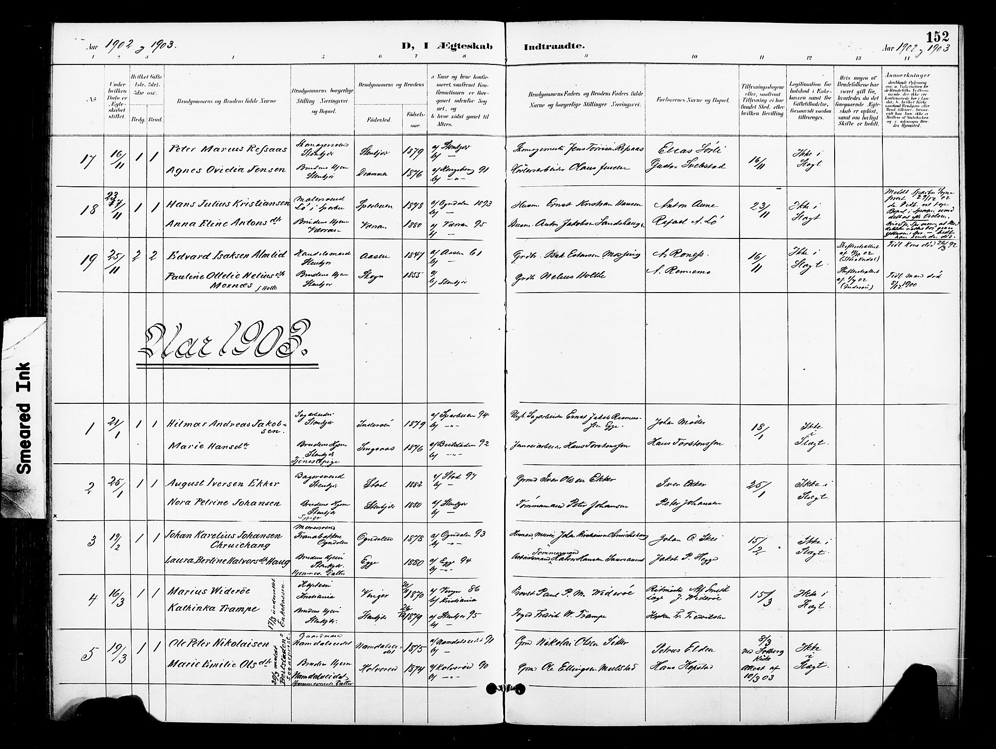 Ministerialprotokoller, klokkerbøker og fødselsregistre - Nord-Trøndelag, SAT/A-1458/739/L0372: Parish register (official) no. 739A04, 1895-1903, p. 152