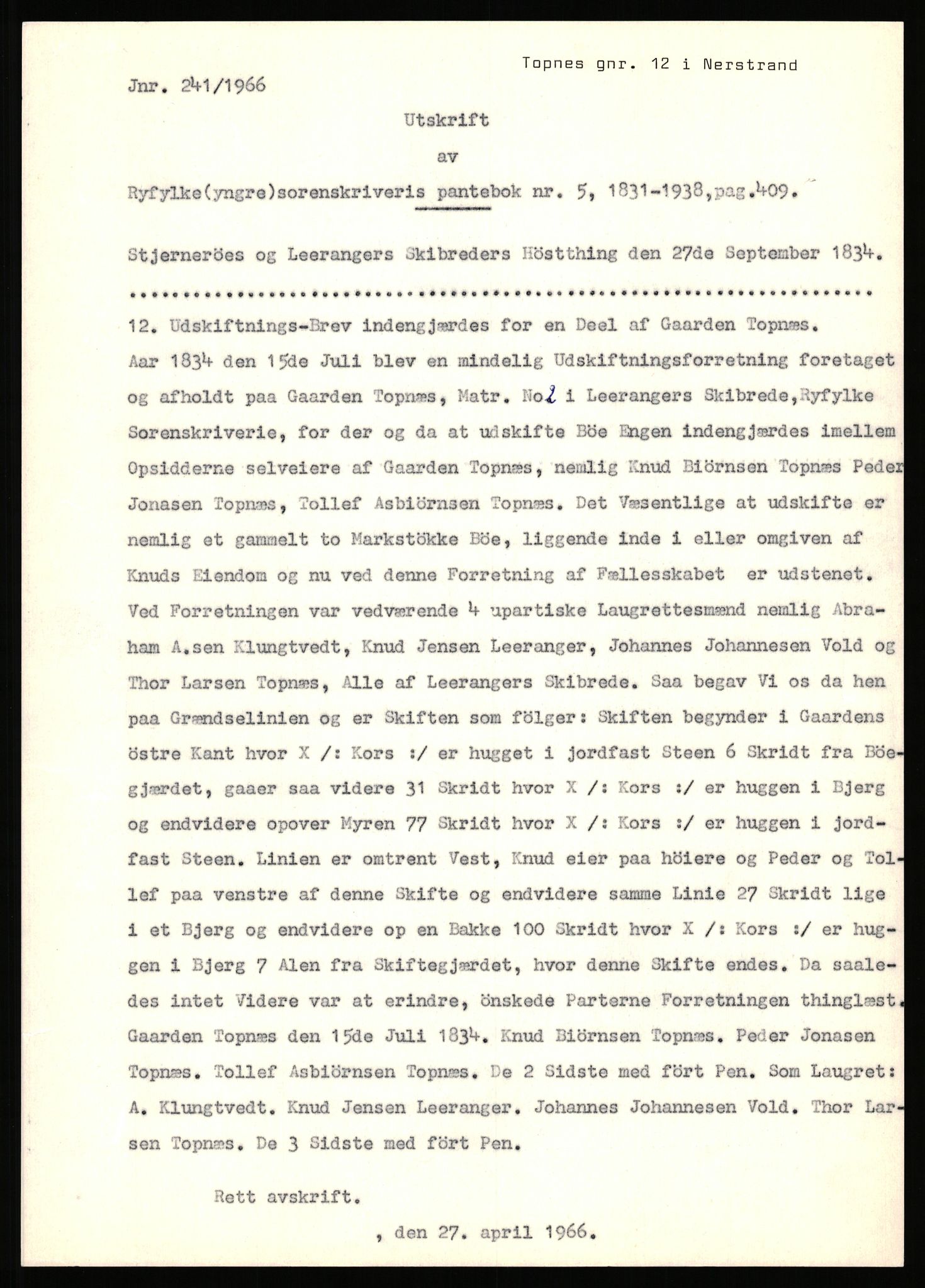 Statsarkivet i Stavanger, SAST/A-101971/03/Y/Yj/L0088: Avskrifter sortert etter gårdsnavn: Todneim - Tuestad, 1750-1930, p. 117