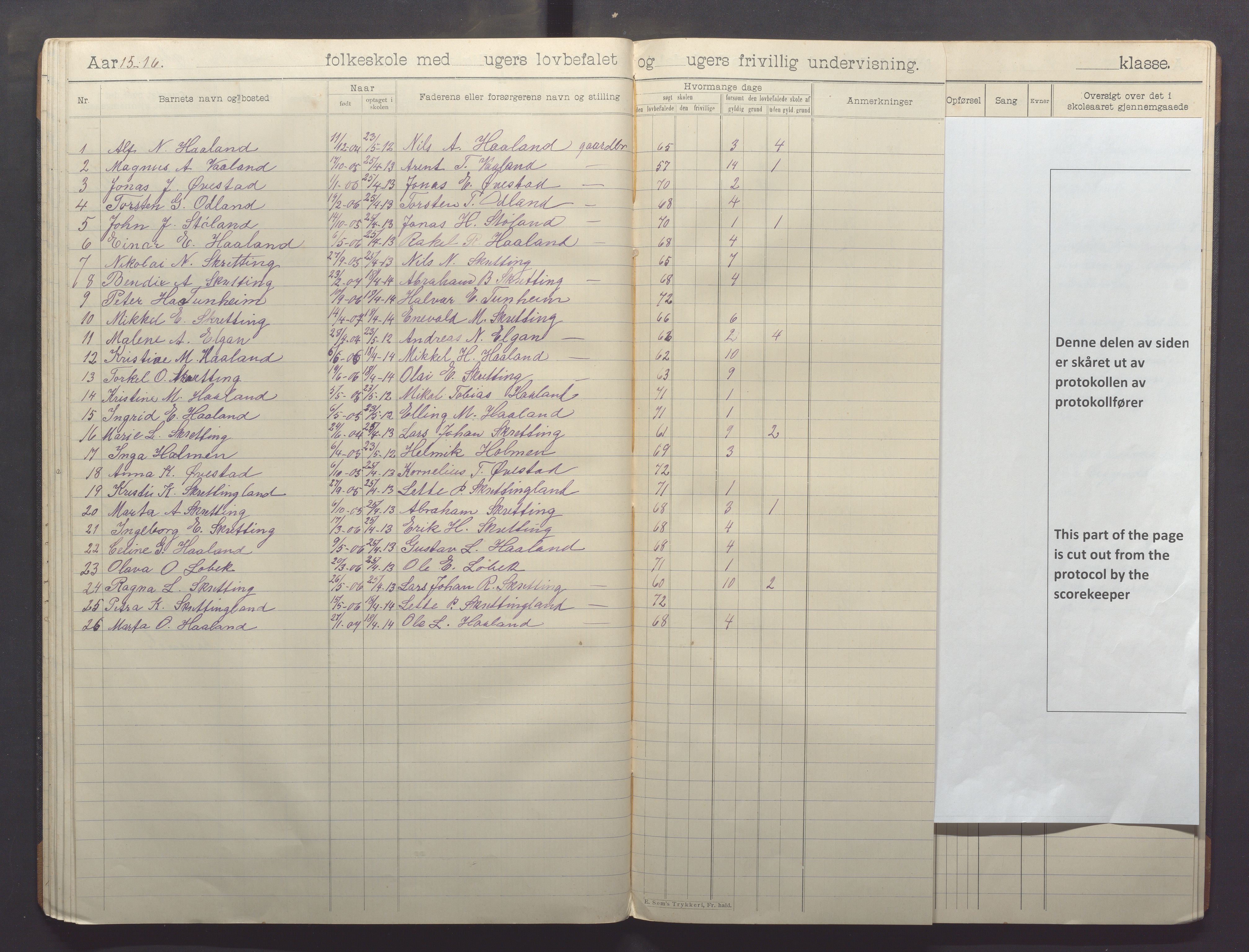 Varhaug kommune- Auestad skule, IKAR/K-100960/H/L0003: Skuleprotokoll, 1902-1916, p. 44