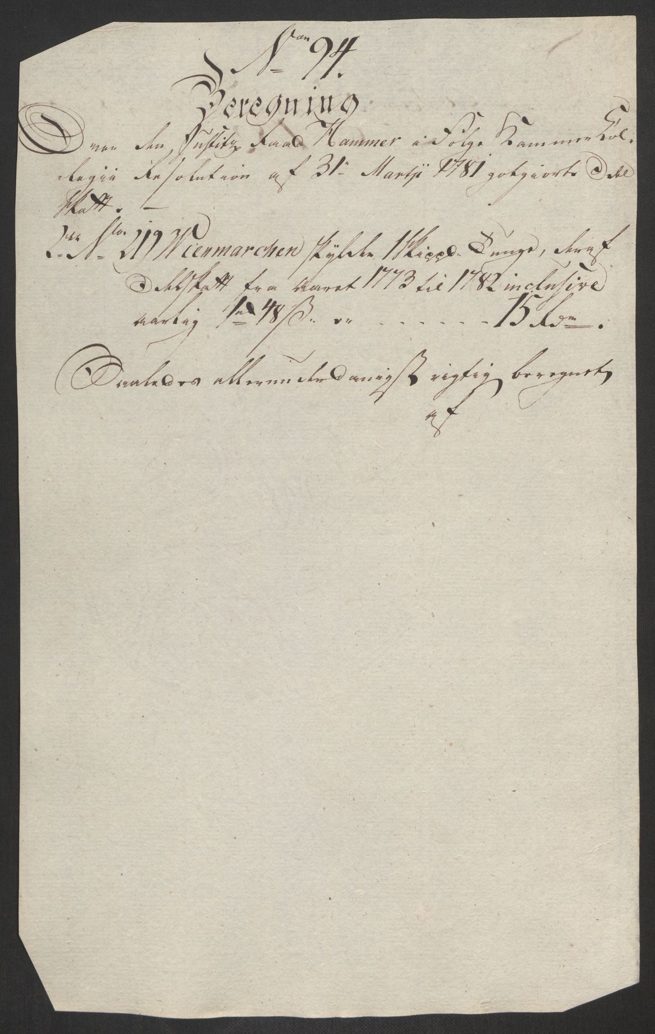 Rentekammeret inntil 1814, Reviderte regnskaper, Fogderegnskap, AV/RA-EA-4092/R19/L1369: Fogderegnskap Toten, Hadeland og Vardal, 1782, p. 297