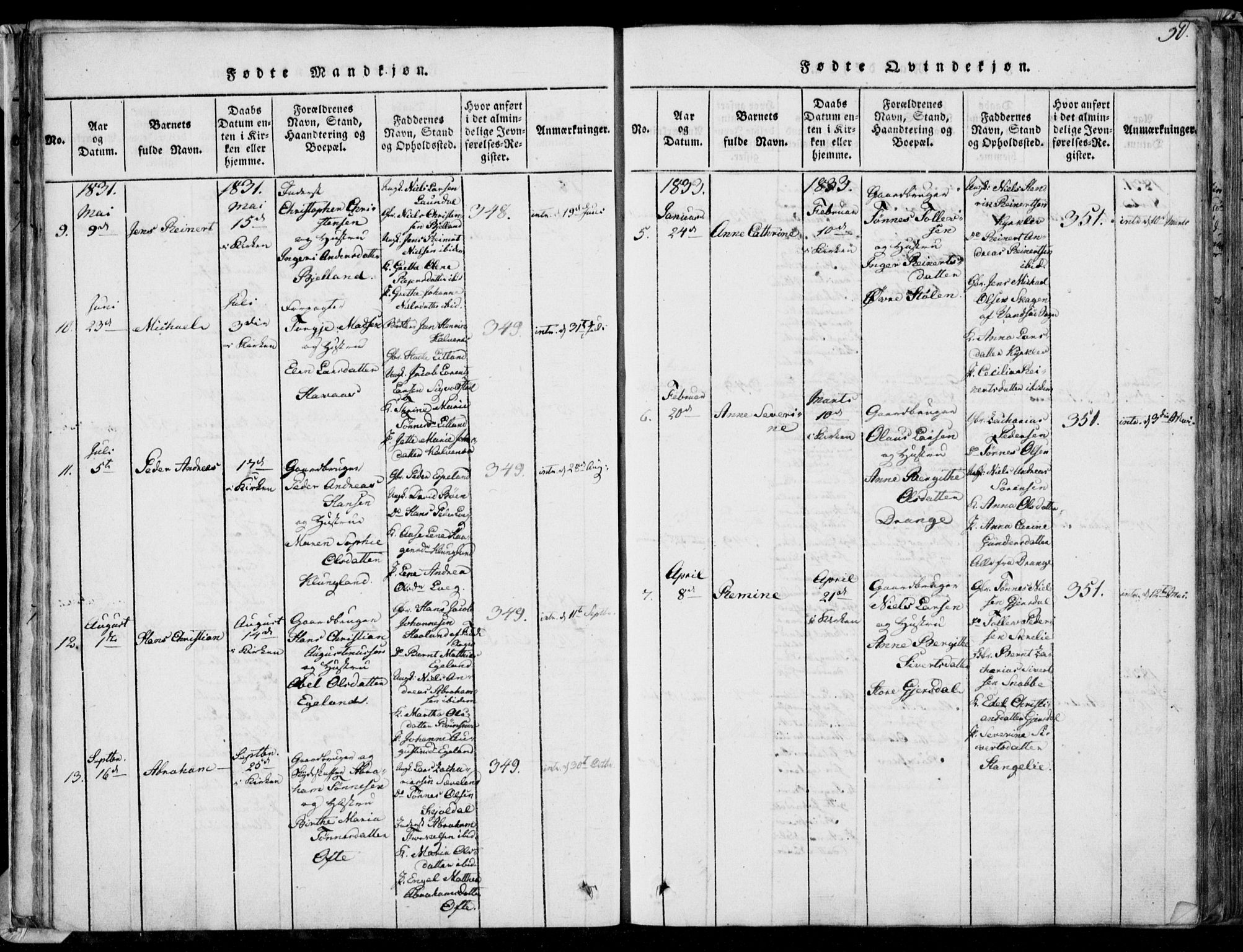 Herad sokneprestkontor, AV/SAK-1111-0018/F/Fa/Faa/L0003: Parish register (official) no. A 3, 1816-1844, p. 50