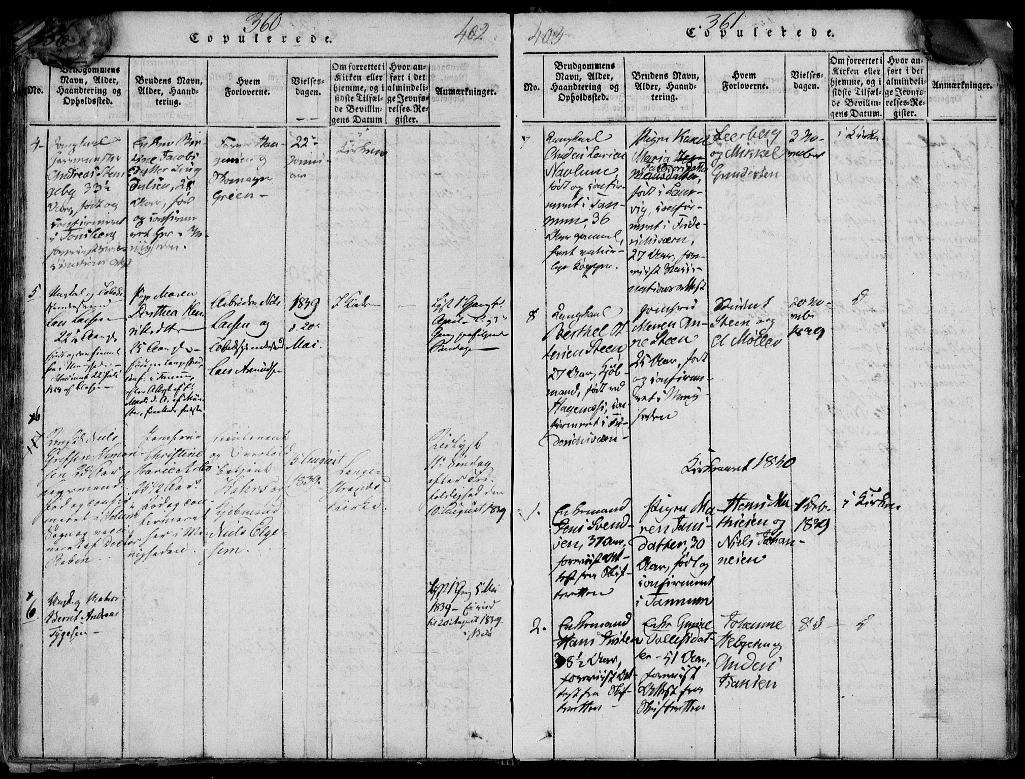 Larvik kirkebøker, SAKO/A-352/F/Fb/L0002: Parish register (official) no. II 2, 1818-1842, p. 360-361