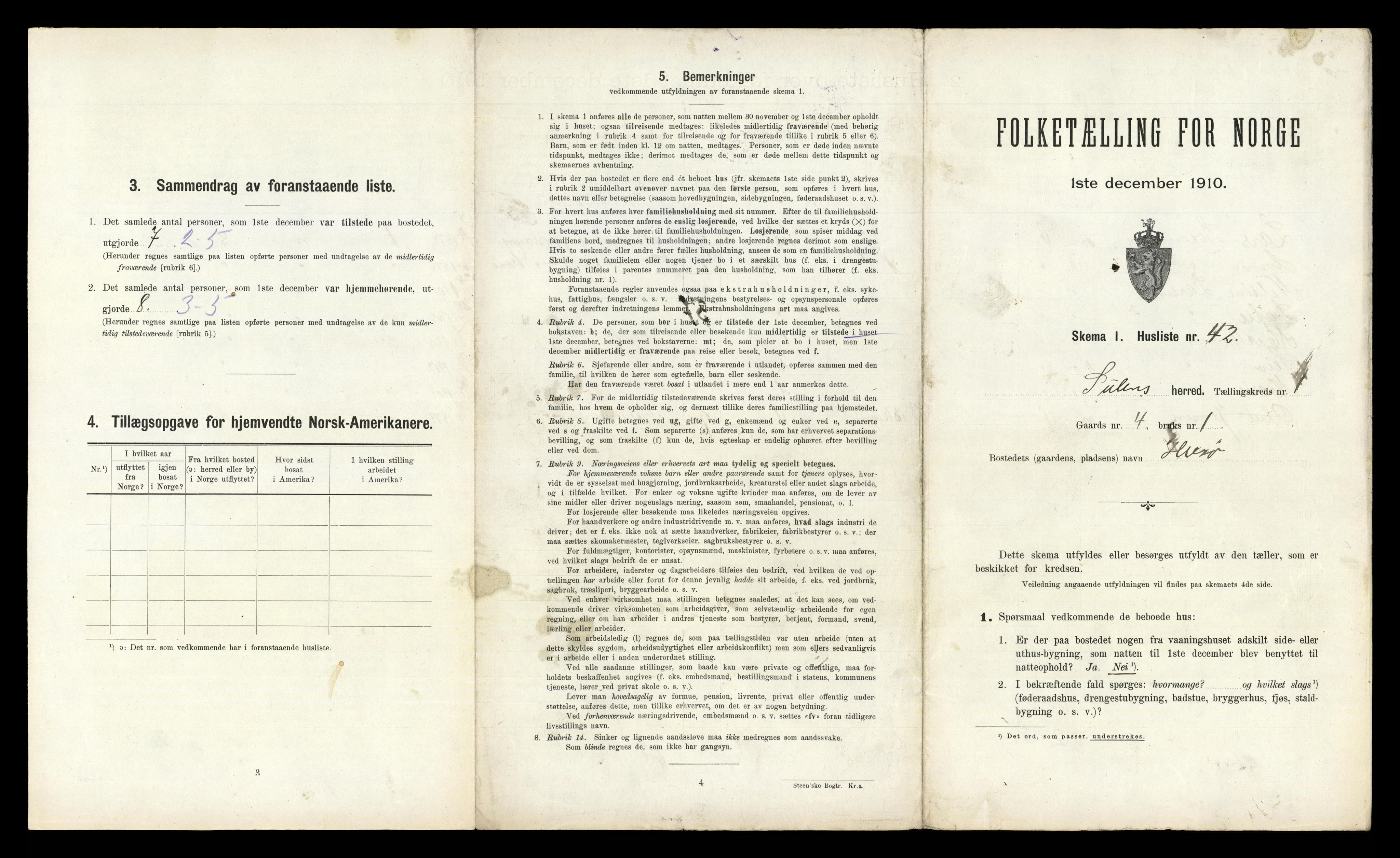 RA, 1910 census for Solund, 1910, p. 111