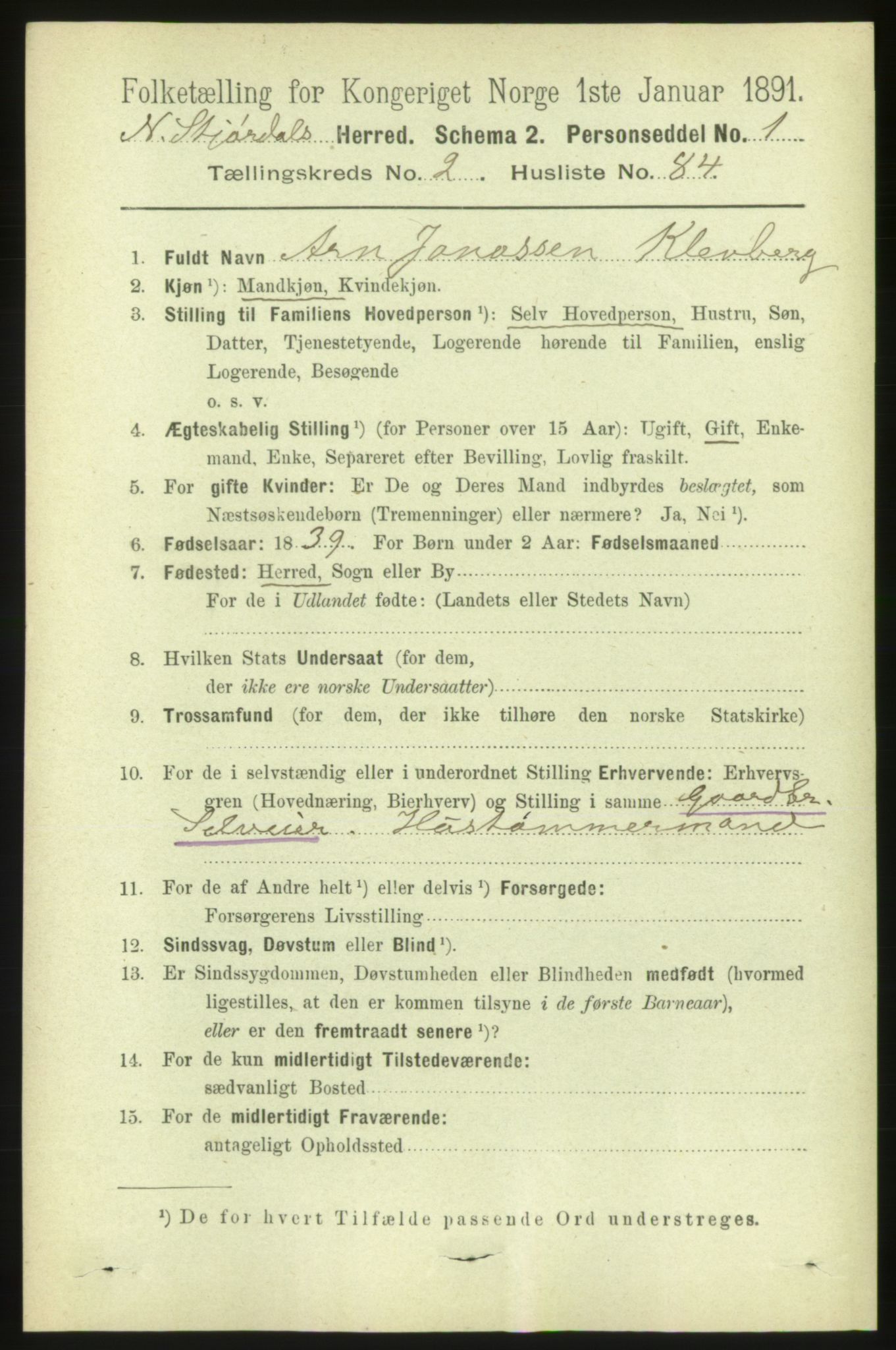 RA, 1891 census for 1714 Nedre Stjørdal, 1891, p. 939