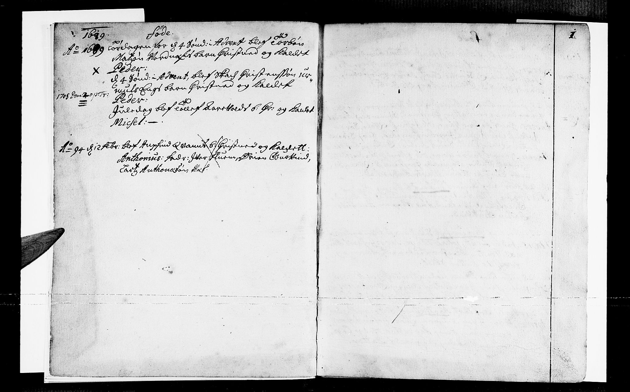 Sogndal sokneprestembete, SAB/A-81301/H/Haa/Haaa/L0001: Parish register (official) no. A 1, 1689-1713, p. 0-1