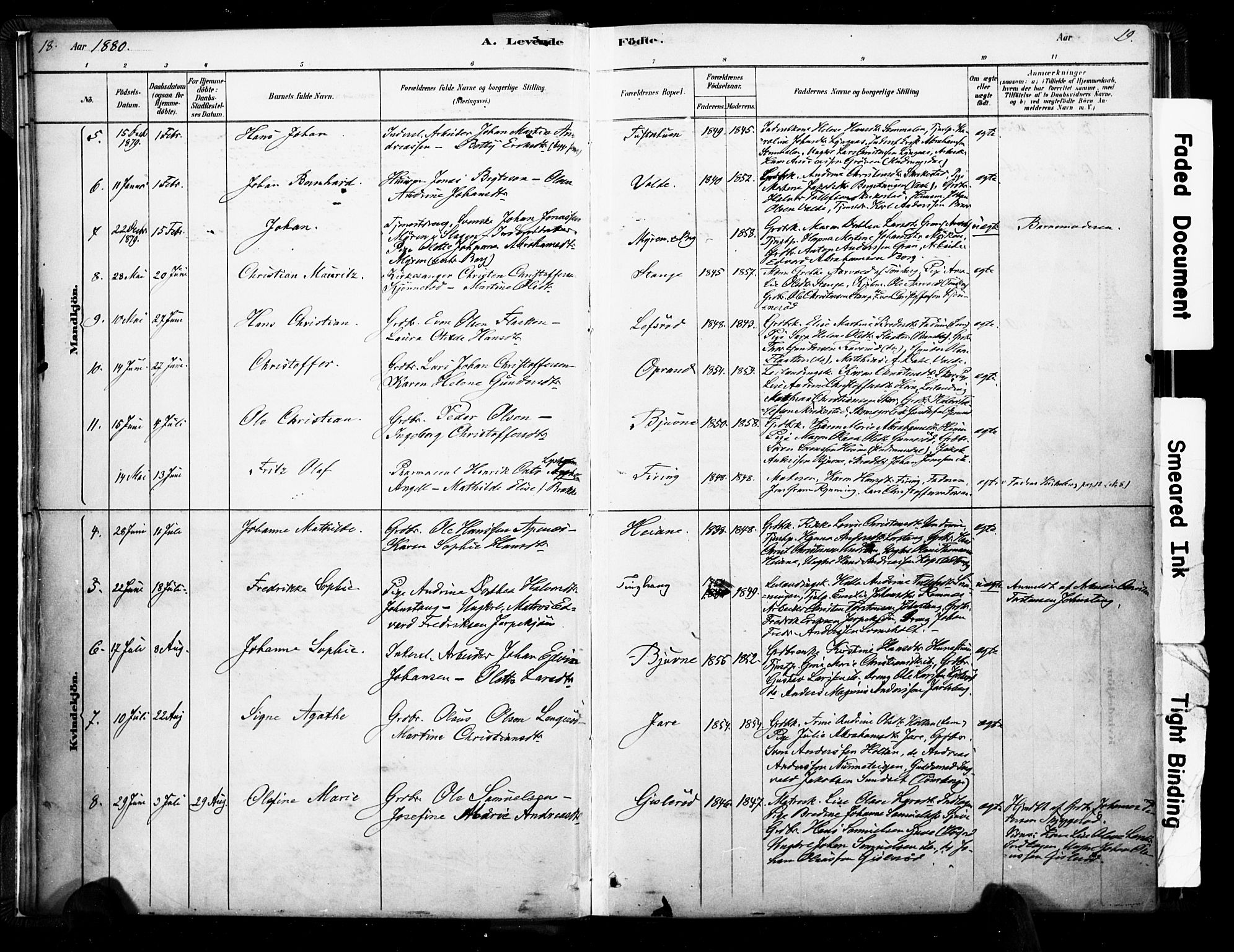 Ramnes kirkebøker, SAKO/A-314/F/Fa/L0007: Parish register (official) no. I 7, 1878-1895, p. 18-19