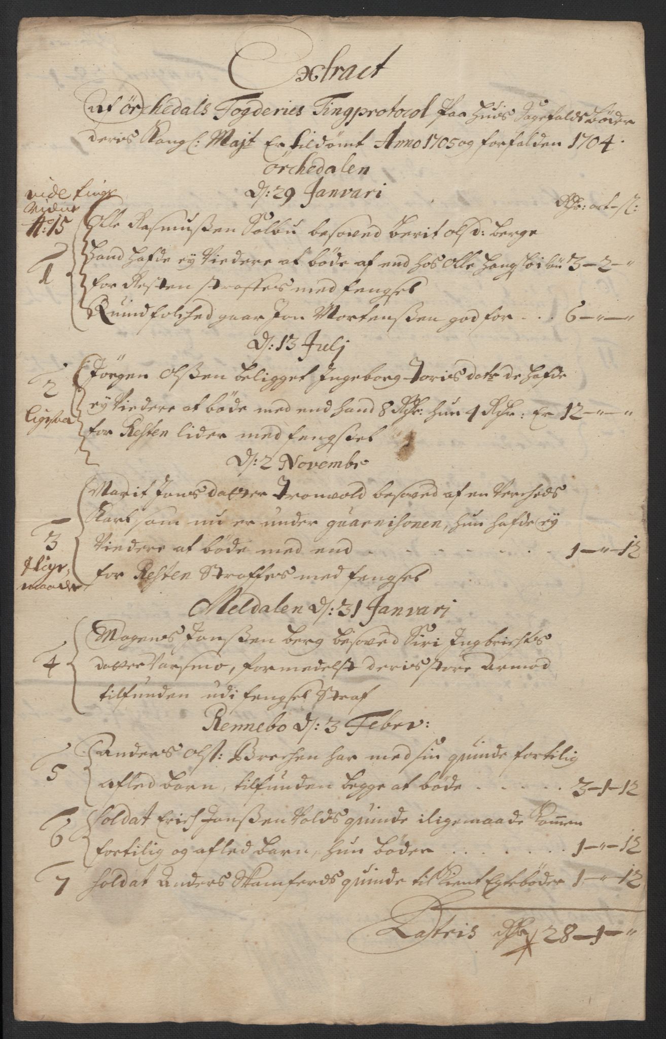 Rentekammeret inntil 1814, Reviderte regnskaper, Fogderegnskap, RA/EA-4092/R60/L3955: Fogderegnskap Orkdal og Gauldal, 1705, p. 190