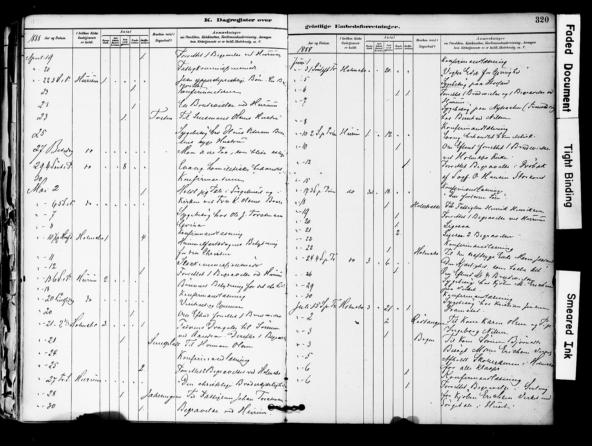 Hurum kirkebøker, AV/SAKO-A-229/F/Fa/L0014: Parish register (official) no. 14, 1882-1895, p. 320
