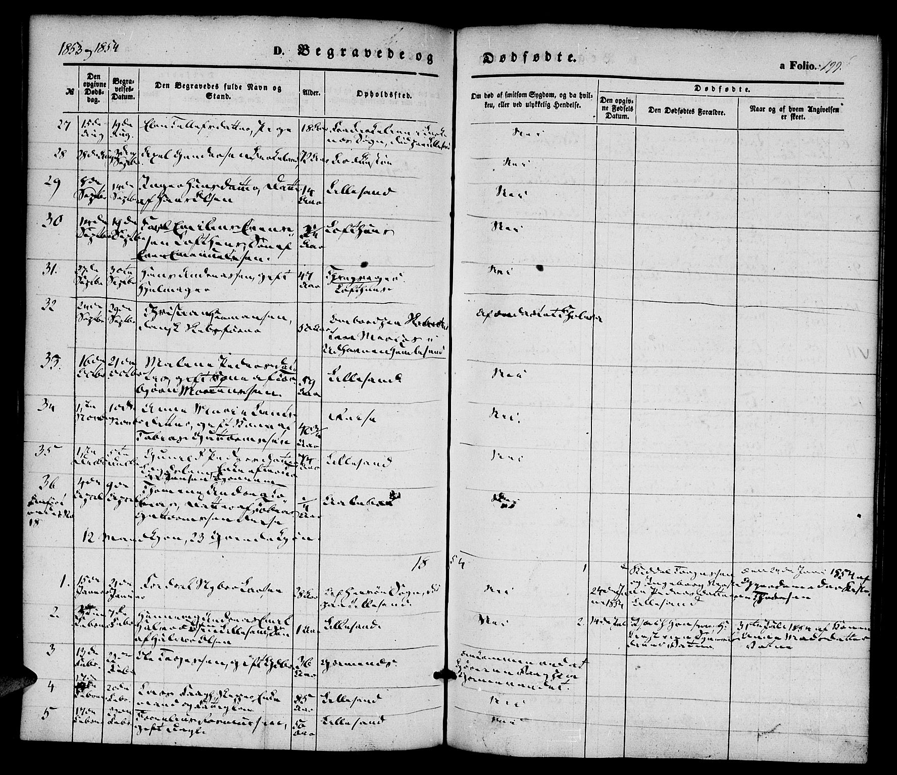 Vestre Moland sokneprestkontor, SAK/1111-0046/F/Fa/Fab/L0006: Parish register (official) no. A 6, 1850-1858, p. 199