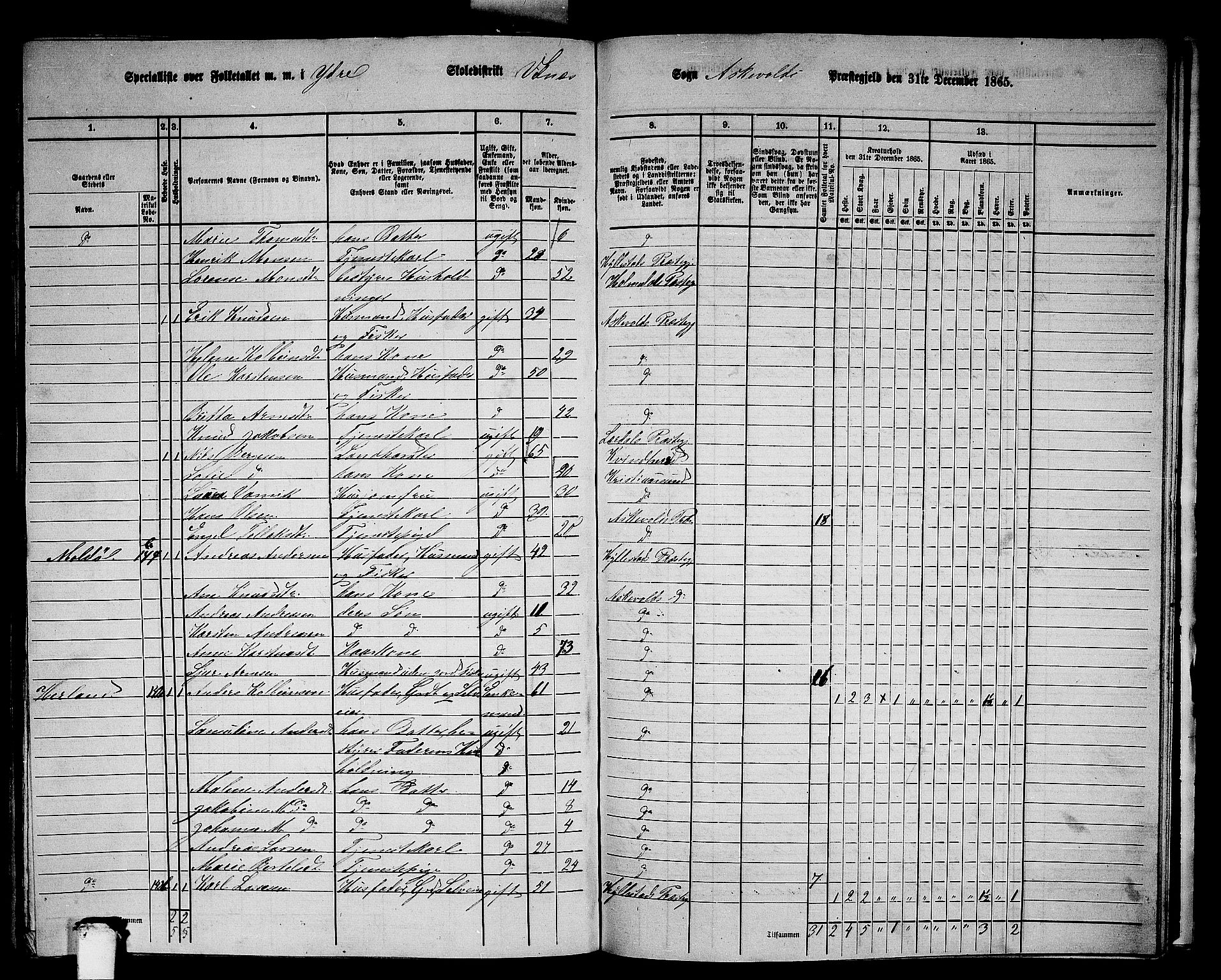 RA, 1865 census for Askvoll, 1865, p. 135