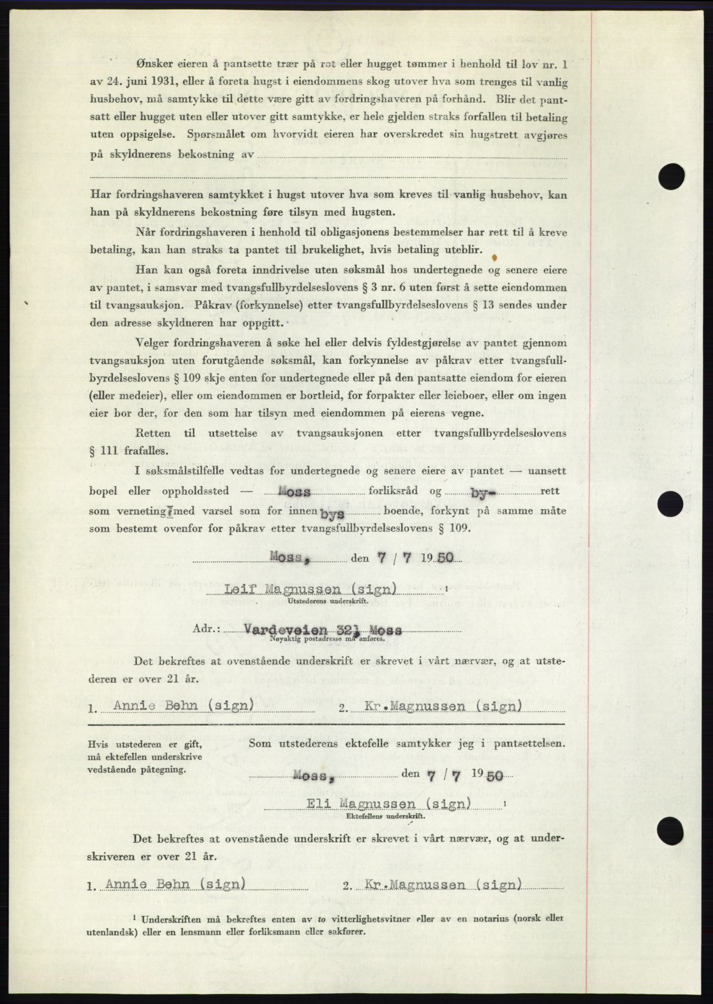 Moss sorenskriveri, AV/SAO-A-10168: Mortgage book no. B24, 1950-1950, Diary no: : 2290/1950