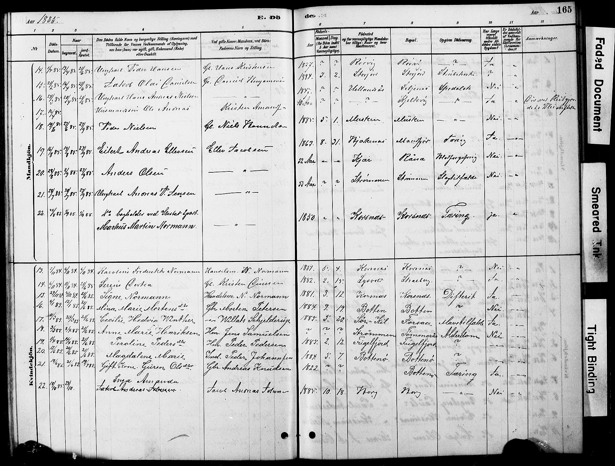 Ministerialprotokoller, klokkerbøker og fødselsregistre - Nordland, AV/SAT-A-1459/861/L0875: Parish register (copy) no. 861C01, 1879-1887, p. 165