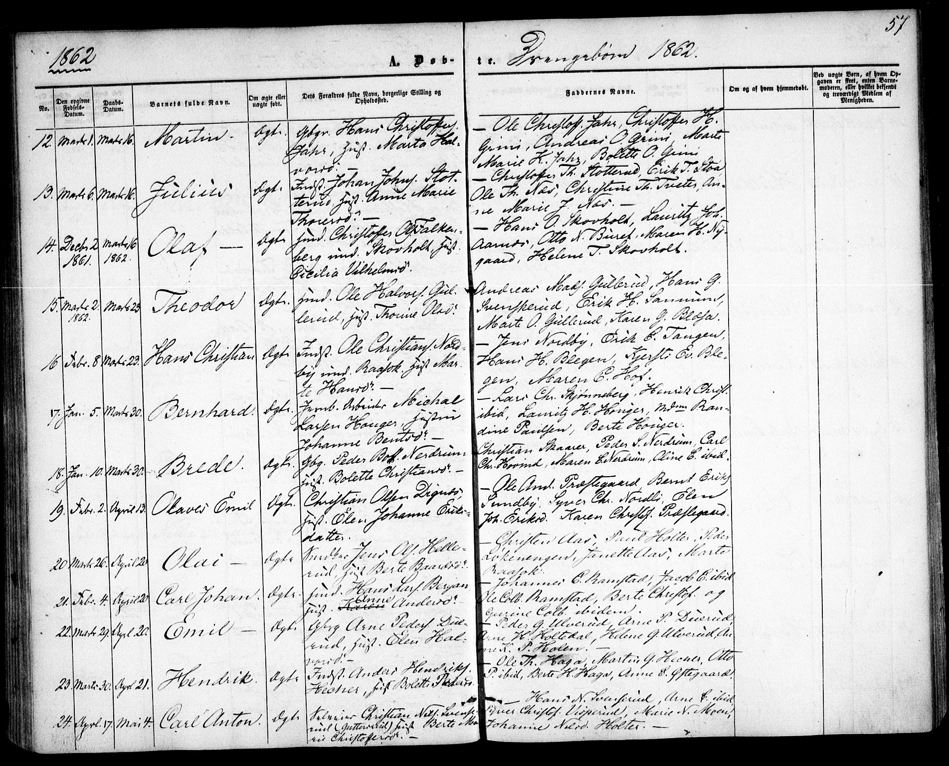 Fet prestekontor Kirkebøker, AV/SAO-A-10370a/F/Fa/L0011: Parish register (official) no. I 11, 1857-1866, p. 57