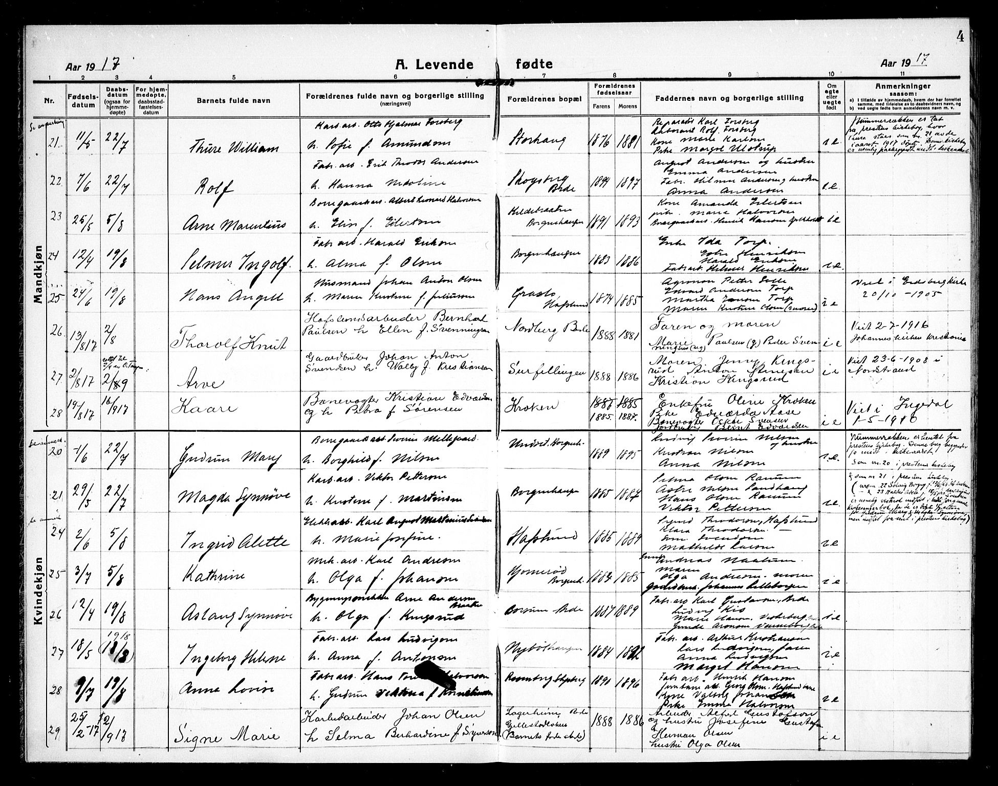 Skjeberg prestekontor Kirkebøker, AV/SAO-A-10923/G/Gd/L0002: Parish register (copy) no. IV 2, 1917-1931, p. 4