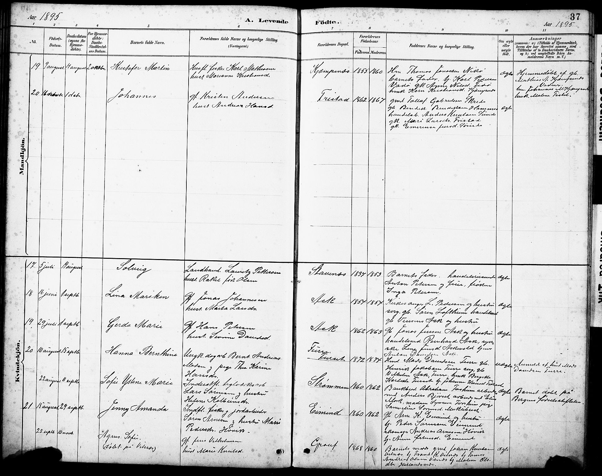 Askvoll sokneprestembete, AV/SAB-A-79501/H/Hab/Haba/L0003: Parish register (copy) no. A 3, 1886-1928, p. 37