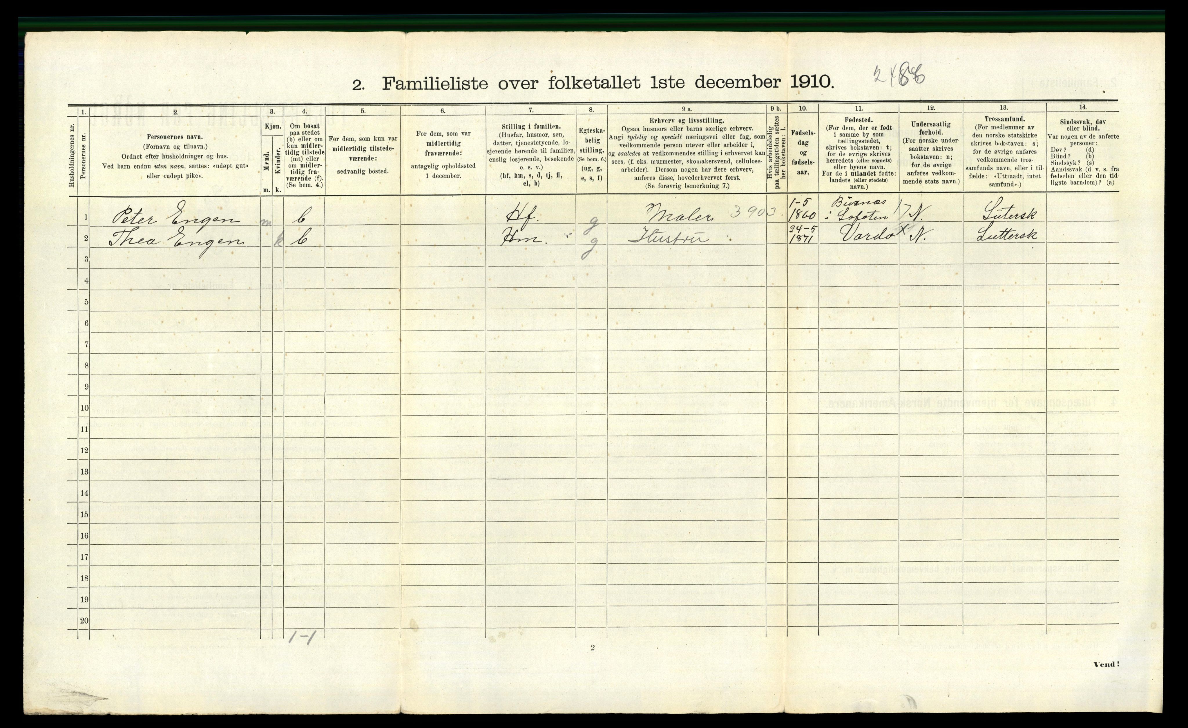 RA, 1910 census for Vardø, 1910, p. 1693