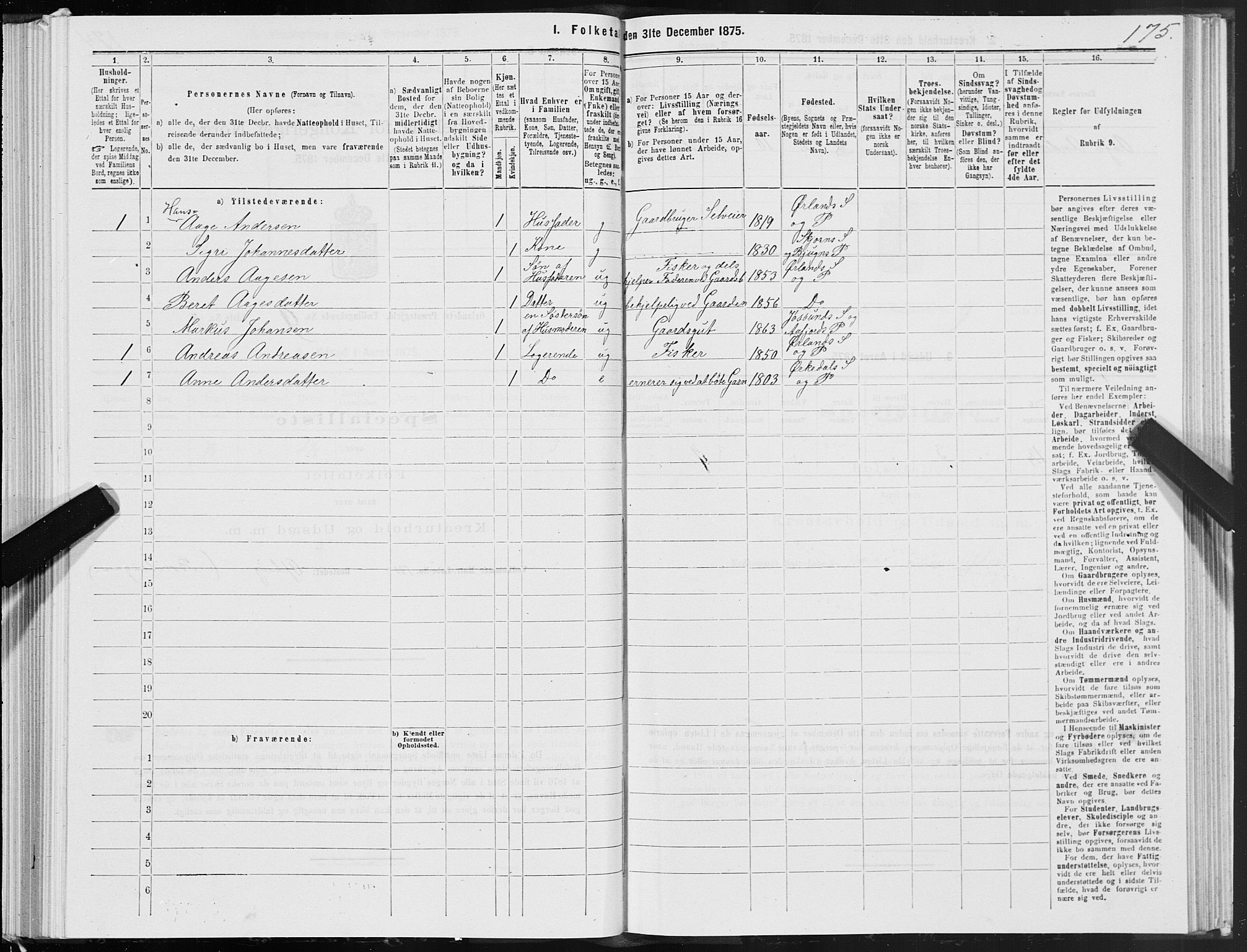 SAT, 1875 census for 1621P Ørland, 1875, p. 6175