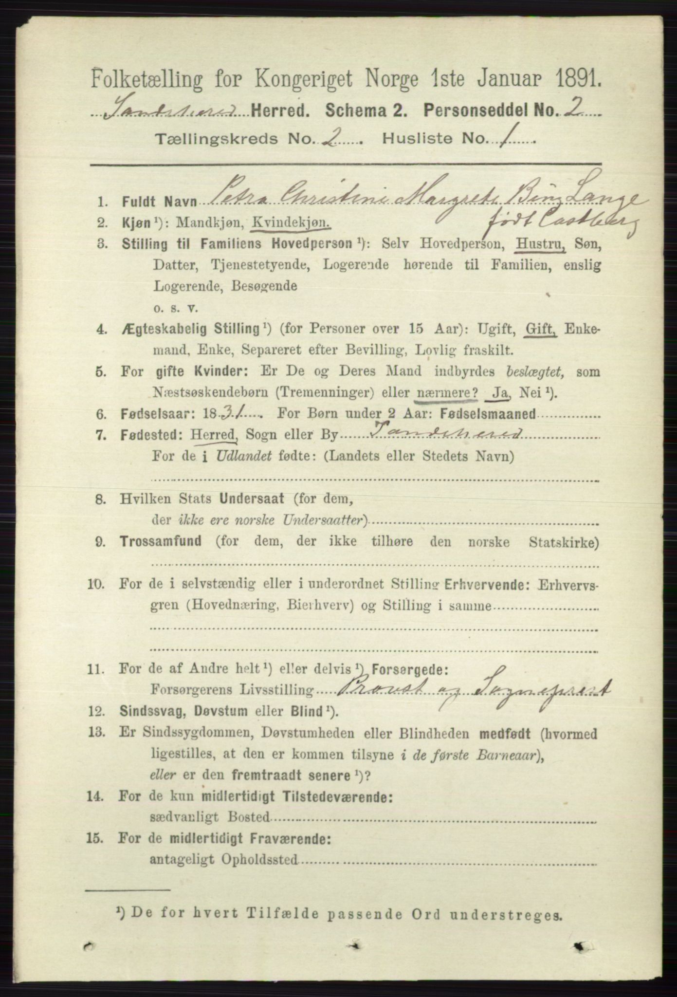 RA, 1891 census for 0724 Sandeherred, 1891, p. 992