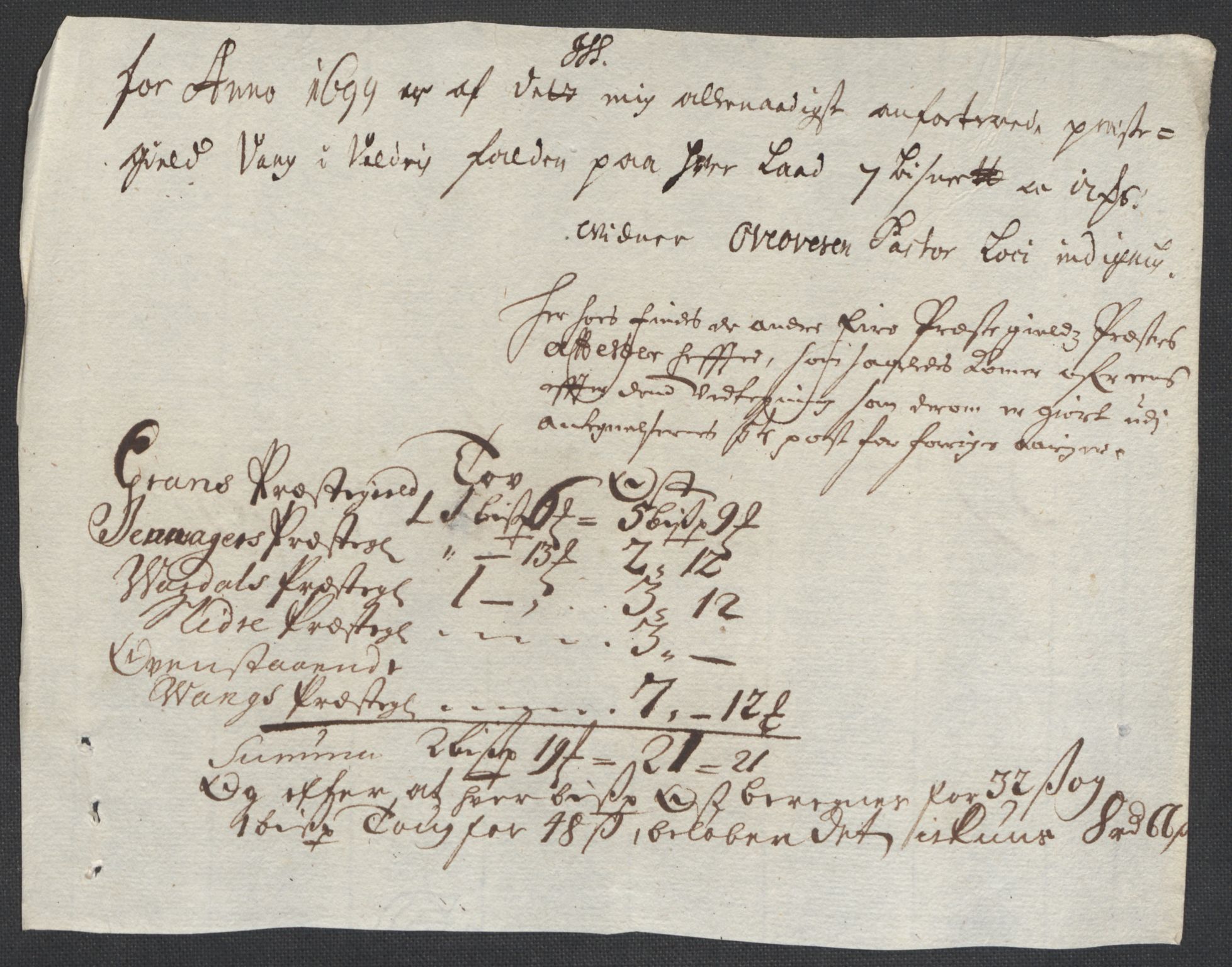 Rentekammeret inntil 1814, Reviderte regnskaper, Fogderegnskap, AV/RA-EA-4092/R18/L1297: Fogderegnskap Hadeland, Toten og Valdres, 1699, p. 311