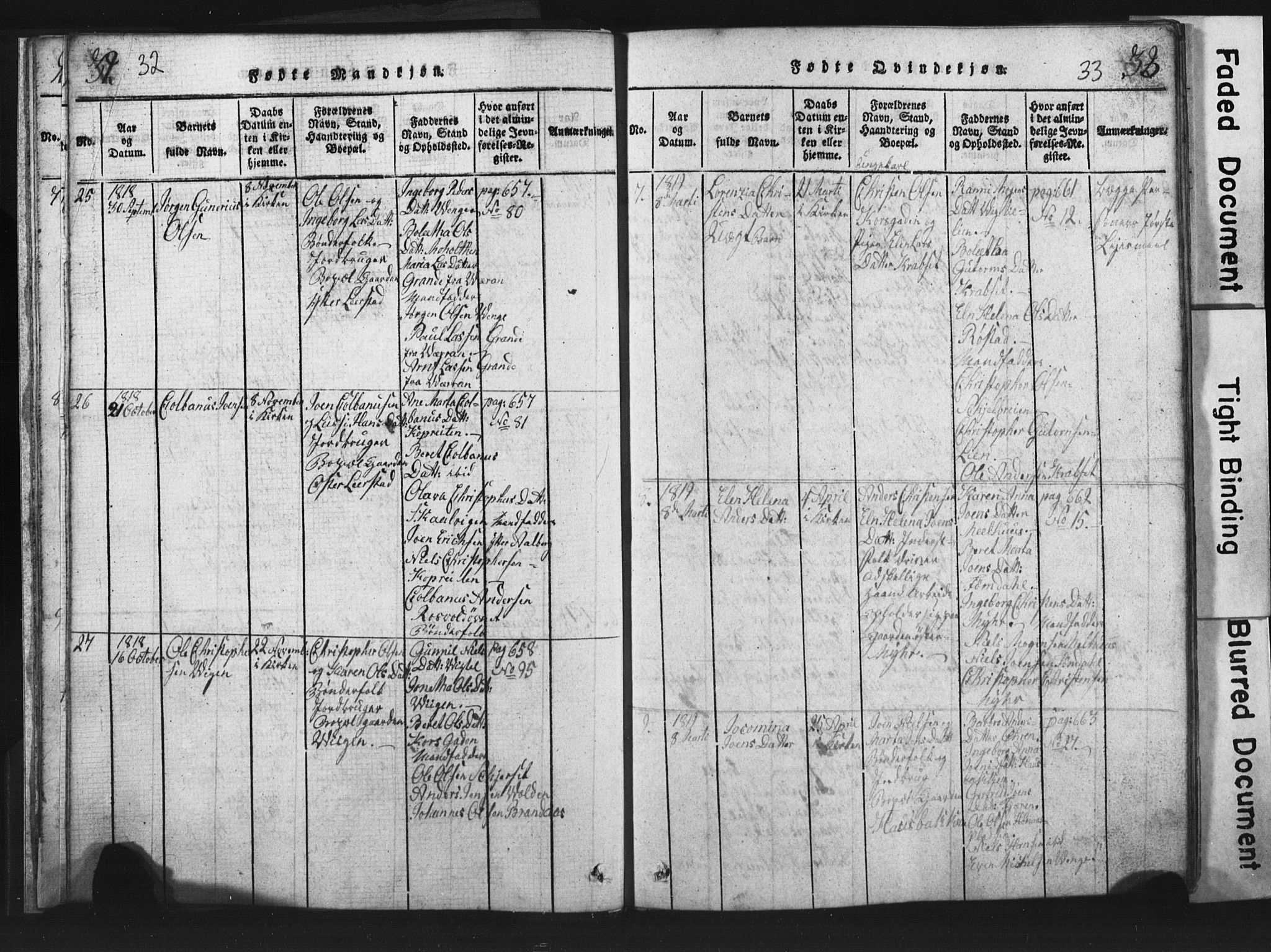 Ministerialprotokoller, klokkerbøker og fødselsregistre - Nord-Trøndelag, SAT/A-1458/701/L0017: Parish register (copy) no. 701C01, 1817-1825, p. 32-33