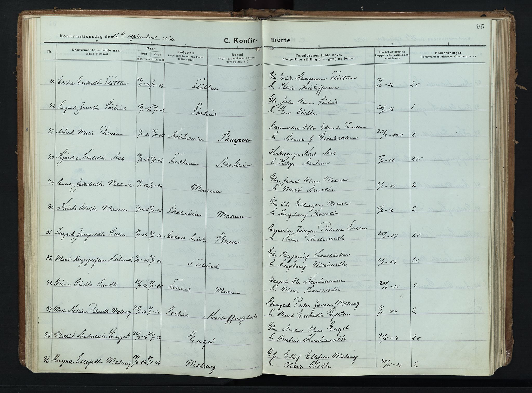 Alvdal prestekontor, AV/SAH-PREST-060/H/Ha/Haa/L0006: Parish register (official) no. 6, 1920-1937, p. 95