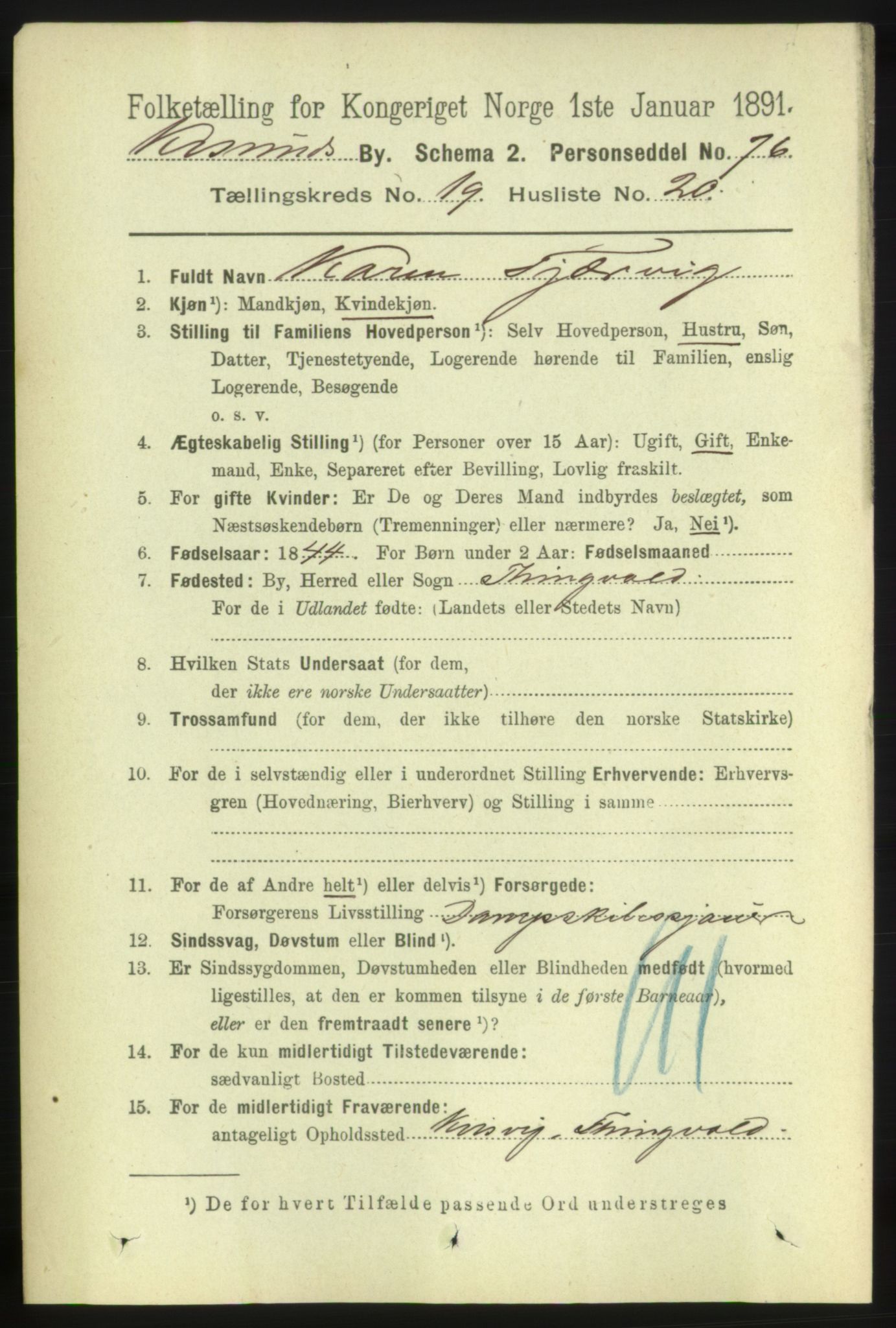 RA, 1891 census for 1503 Kristiansund, 1891, p. 12712