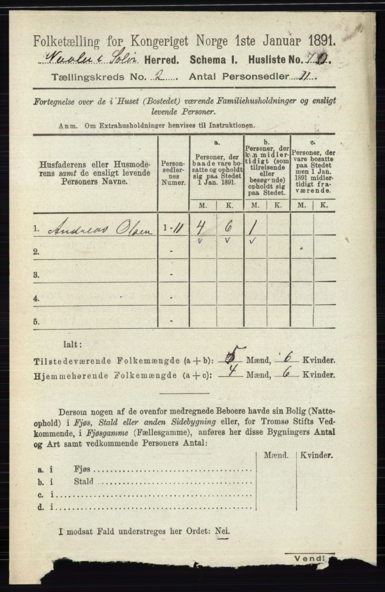 RA, 1891 census for 0426 Våler, 1891, p. 499