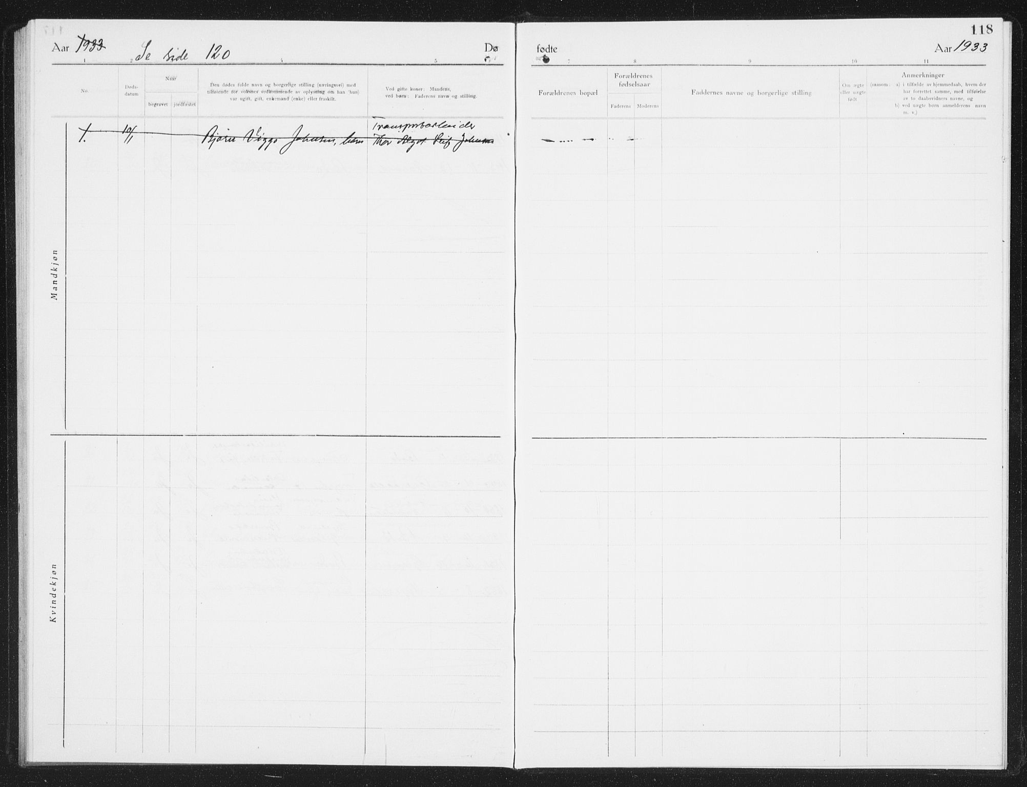Ministerialprotokoller, klokkerbøker og fødselsregistre - Nordland, SAT/A-1459/801/L0036: Parish register (copy) no. 801C11, 1920-1934, p. 118