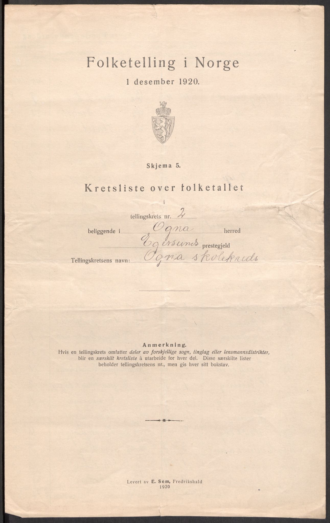 SAST, 1920 census for Ogna, 1920, p. 13