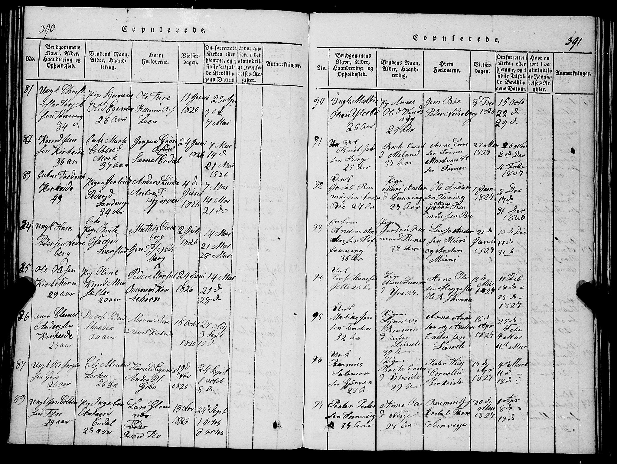 Stryn Sokneprestembete, AV/SAB-A-82501: Parish register (copy) no. C 1, 1801-1845, p. 390-391