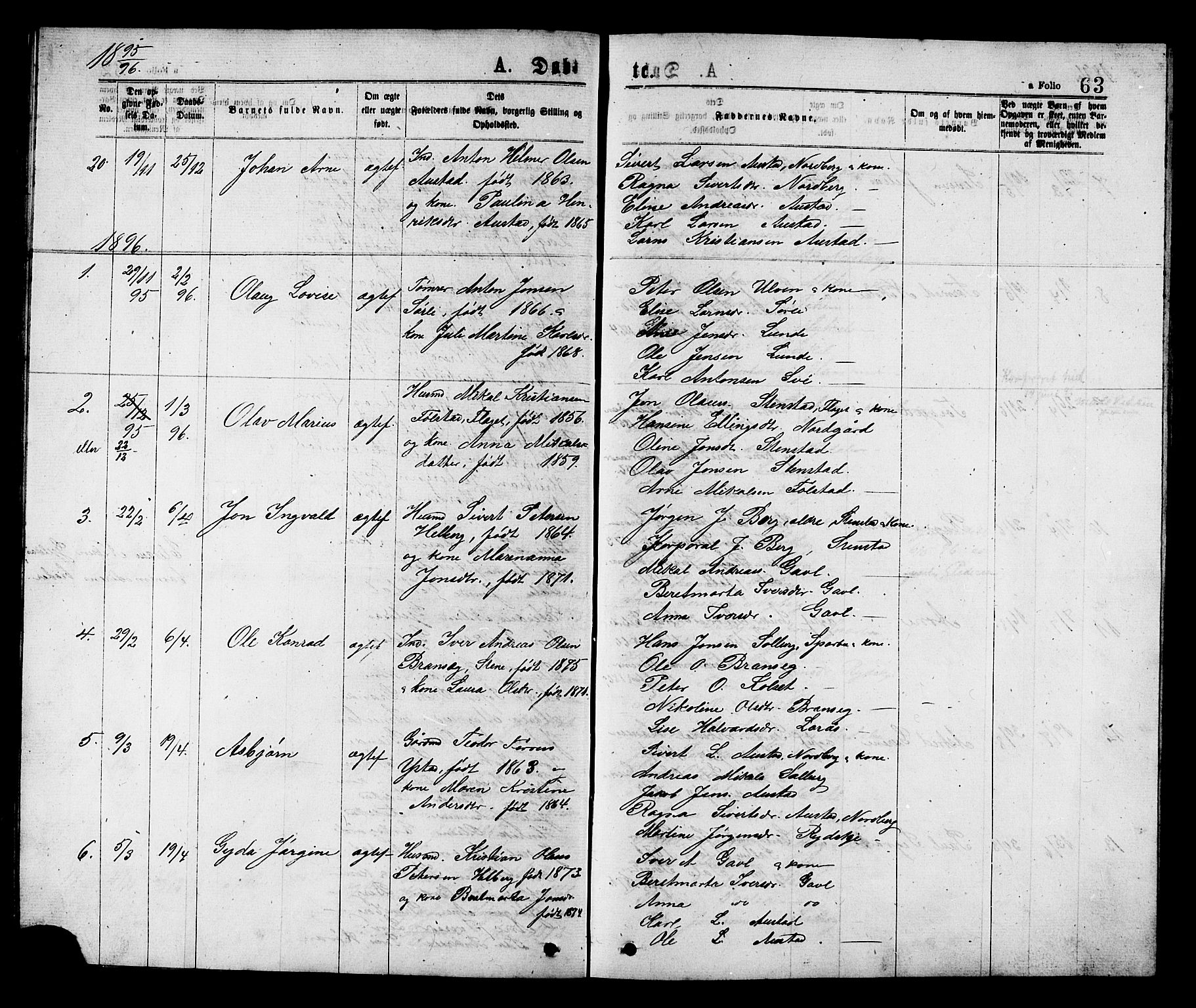 Ministerialprotokoller, klokkerbøker og fødselsregistre - Nord-Trøndelag, SAT/A-1458/731/L0311: Parish register (copy) no. 731C02, 1875-1911, p. 63