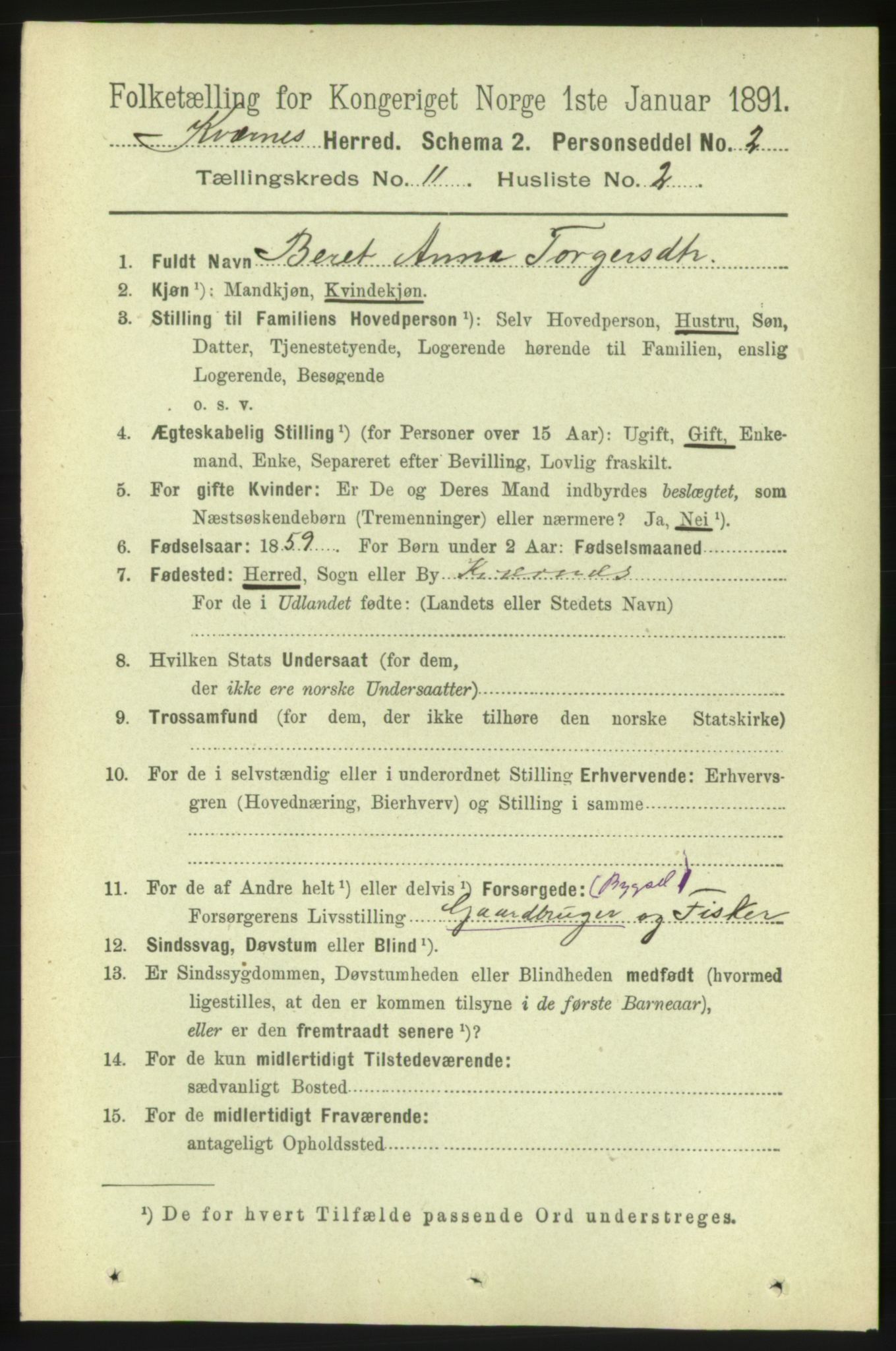 RA, 1891 census for 1553 Kvernes, 1891, p. 4817