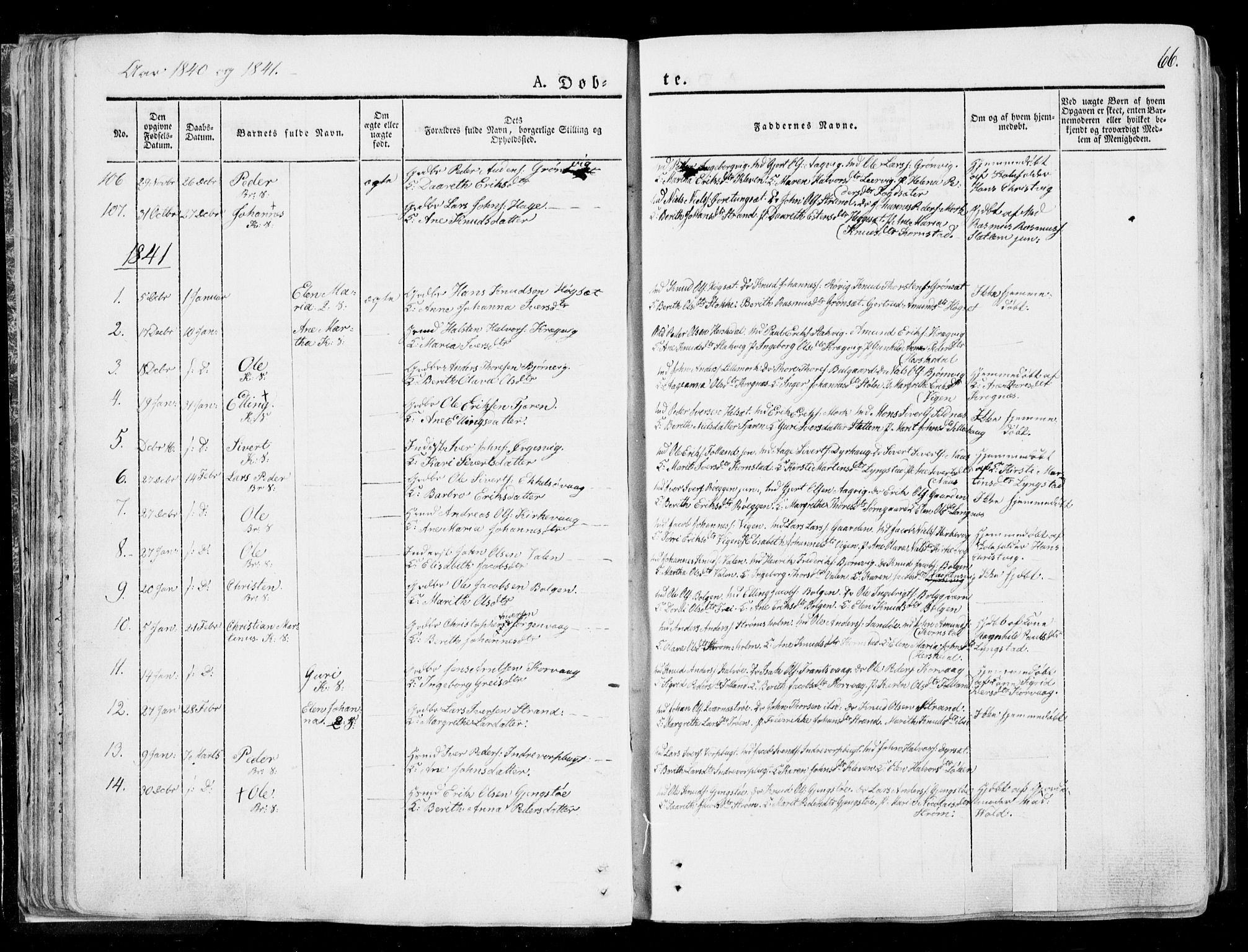 Ministerialprotokoller, klokkerbøker og fødselsregistre - Møre og Romsdal, SAT/A-1454/568/L0803: Parish register (official) no. 568A10, 1830-1853, p. 66