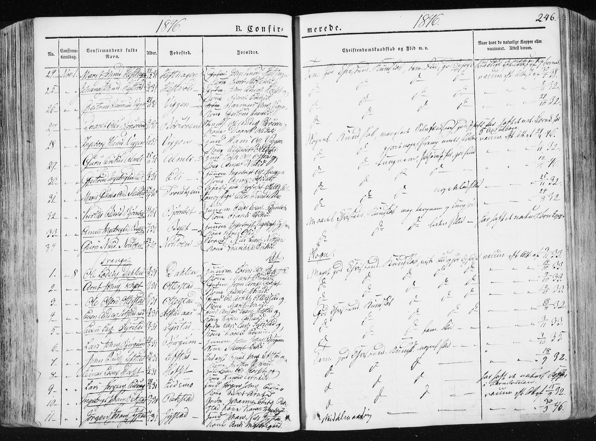 Ministerialprotokoller, klokkerbøker og fødselsregistre - Sør-Trøndelag, SAT/A-1456/665/L0771: Parish register (official) no. 665A06, 1830-1856, p. 246