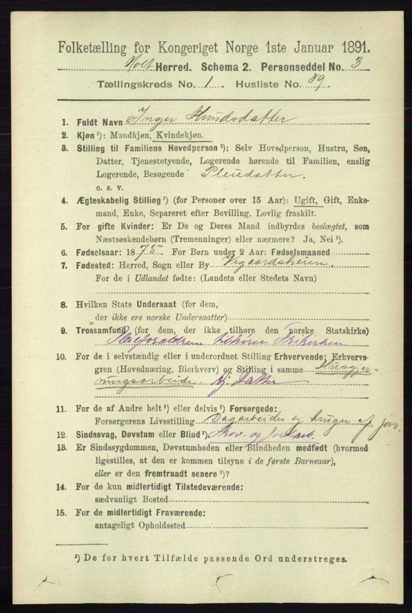 RA, 1891 census for 0914 Holt, 1891, p. 602