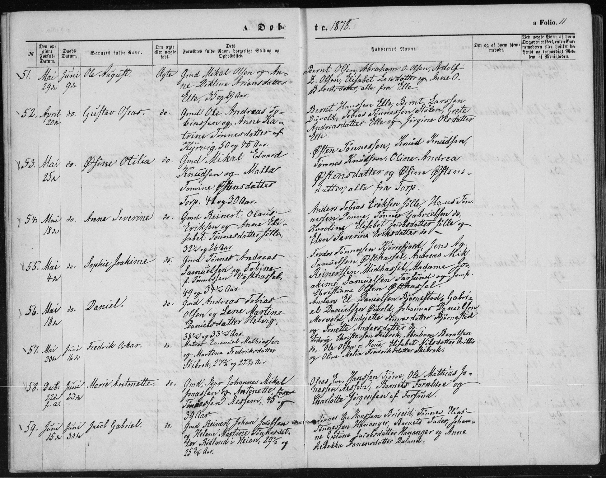 Lista sokneprestkontor, AV/SAK-1111-0027/F/Fb/L0004: Parish register (copy) no. B 4, 1877-1891, p. 11
