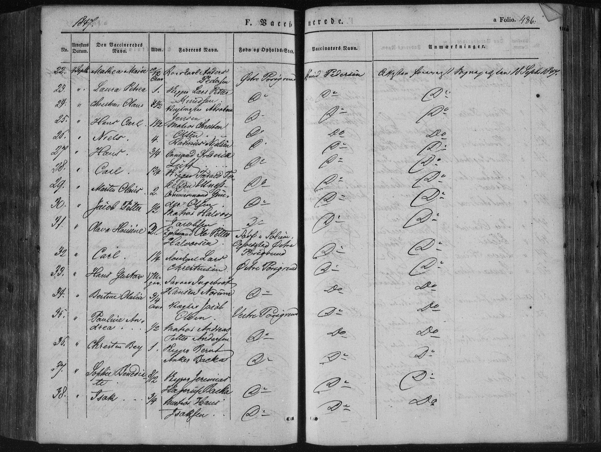 Porsgrunn kirkebøker , SAKO/A-104/F/Fa/L0006: Parish register (official) no. 6, 1841-1857, p. 486