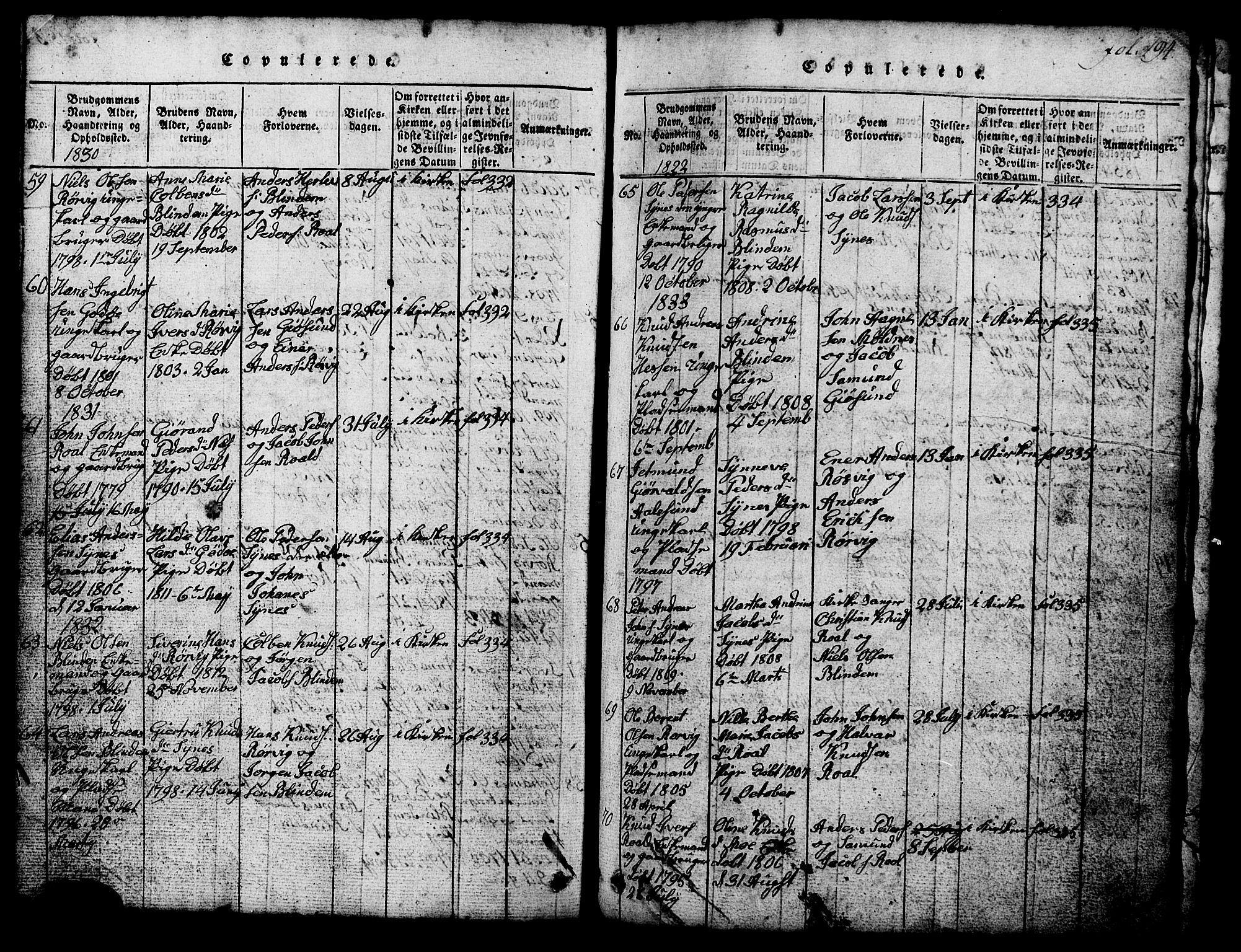 Ministerialprotokoller, klokkerbøker og fødselsregistre - Møre og Romsdal, SAT/A-1454/537/L0520: Parish register (copy) no. 537C01, 1819-1868, p. 194