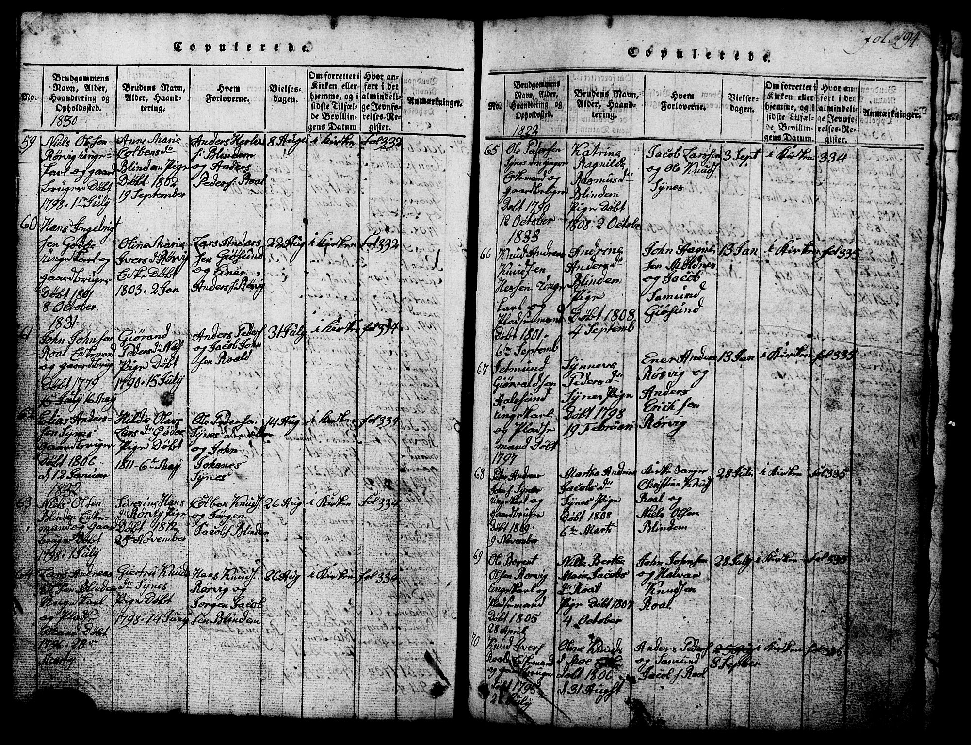 Ministerialprotokoller, klokkerbøker og fødselsregistre - Møre og Romsdal, AV/SAT-A-1454/537/L0520: Parish register (copy) no. 537C01, 1819-1868, p. 194