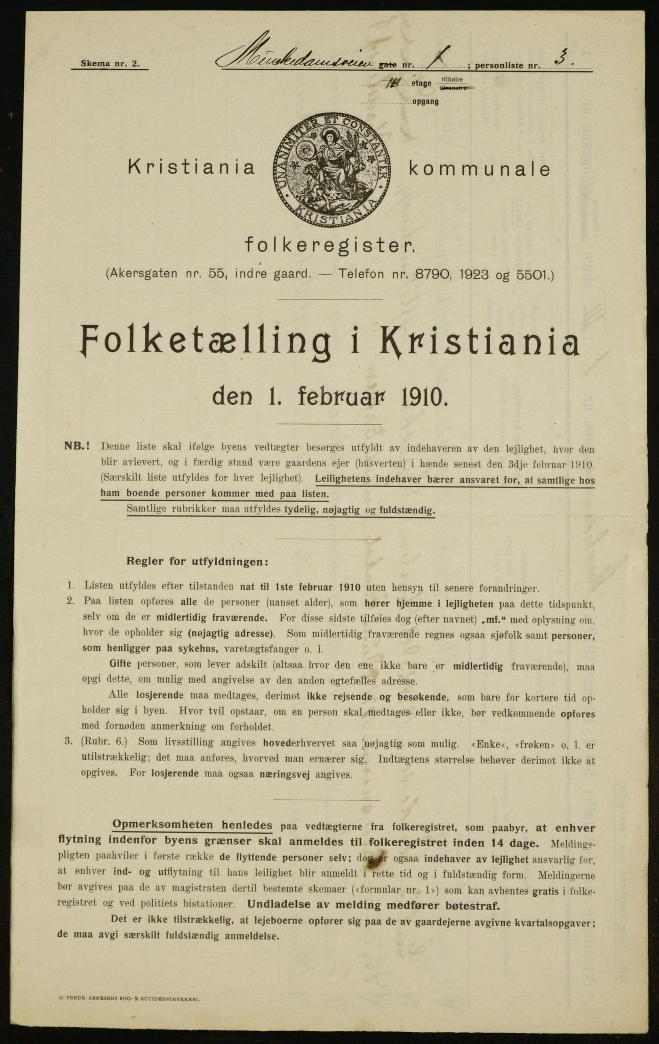 OBA, Municipal Census 1910 for Kristiania, 1910, p. 64509