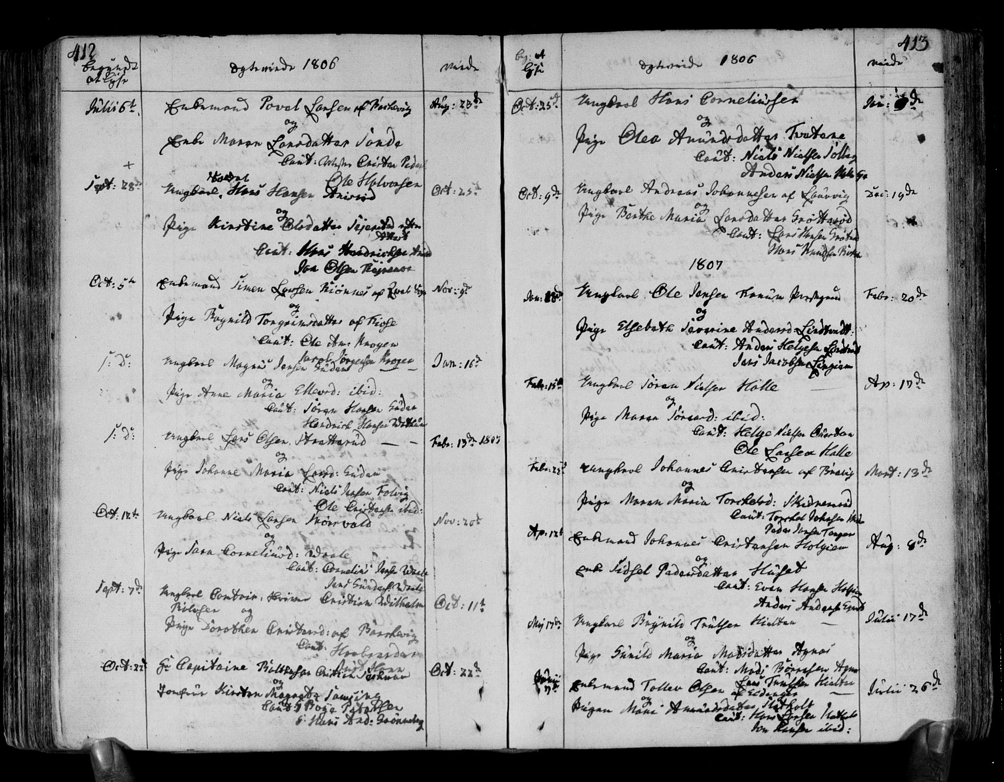 Brunlanes kirkebøker, SAKO/A-342/F/Fa/L0002: Parish register (official) no. I 2, 1802-1834, p. 412-413