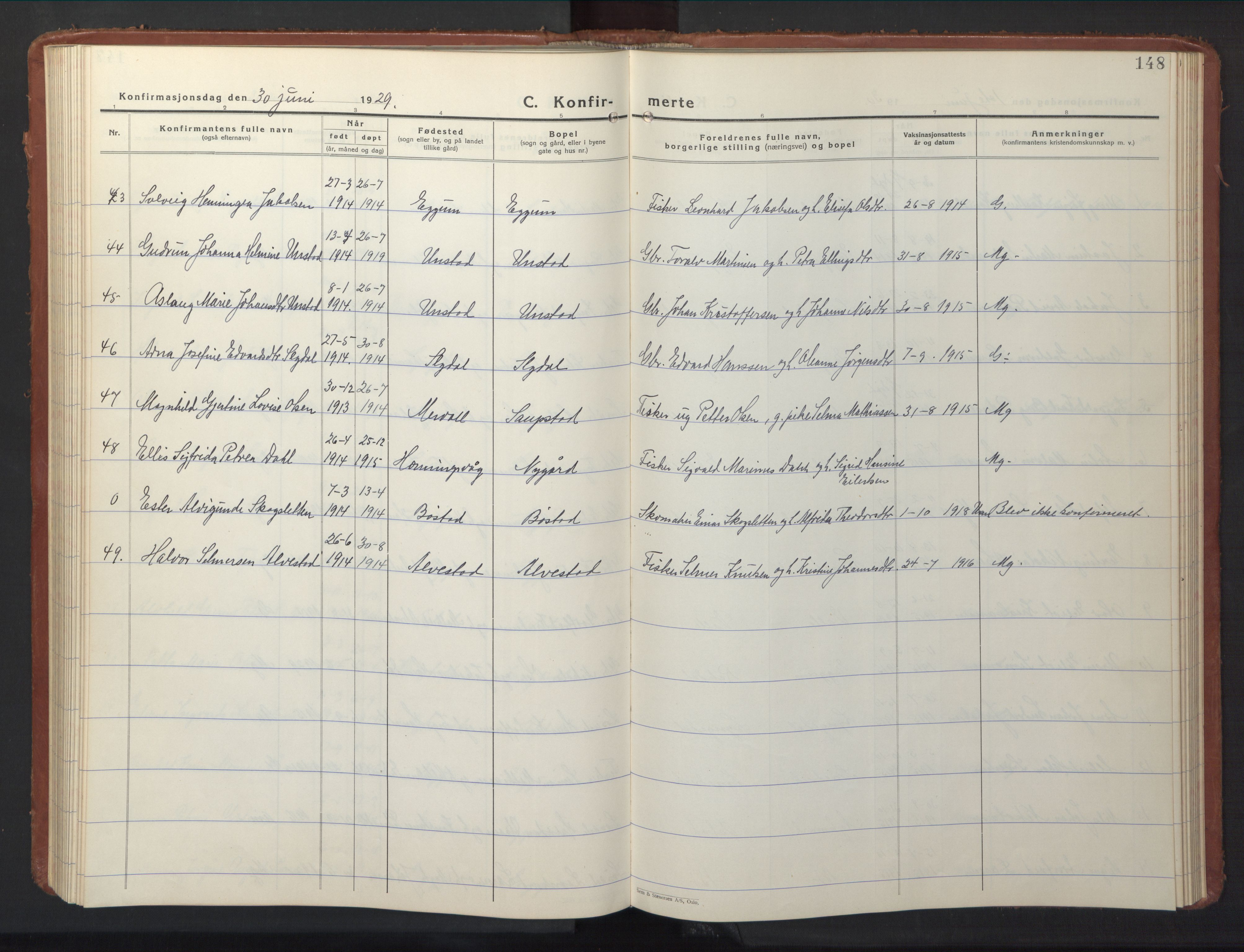 Ministerialprotokoller, klokkerbøker og fødselsregistre - Nordland, AV/SAT-A-1459/880/L1143: Parish register (copy) no. 880C05, 1929-1951, p. 148