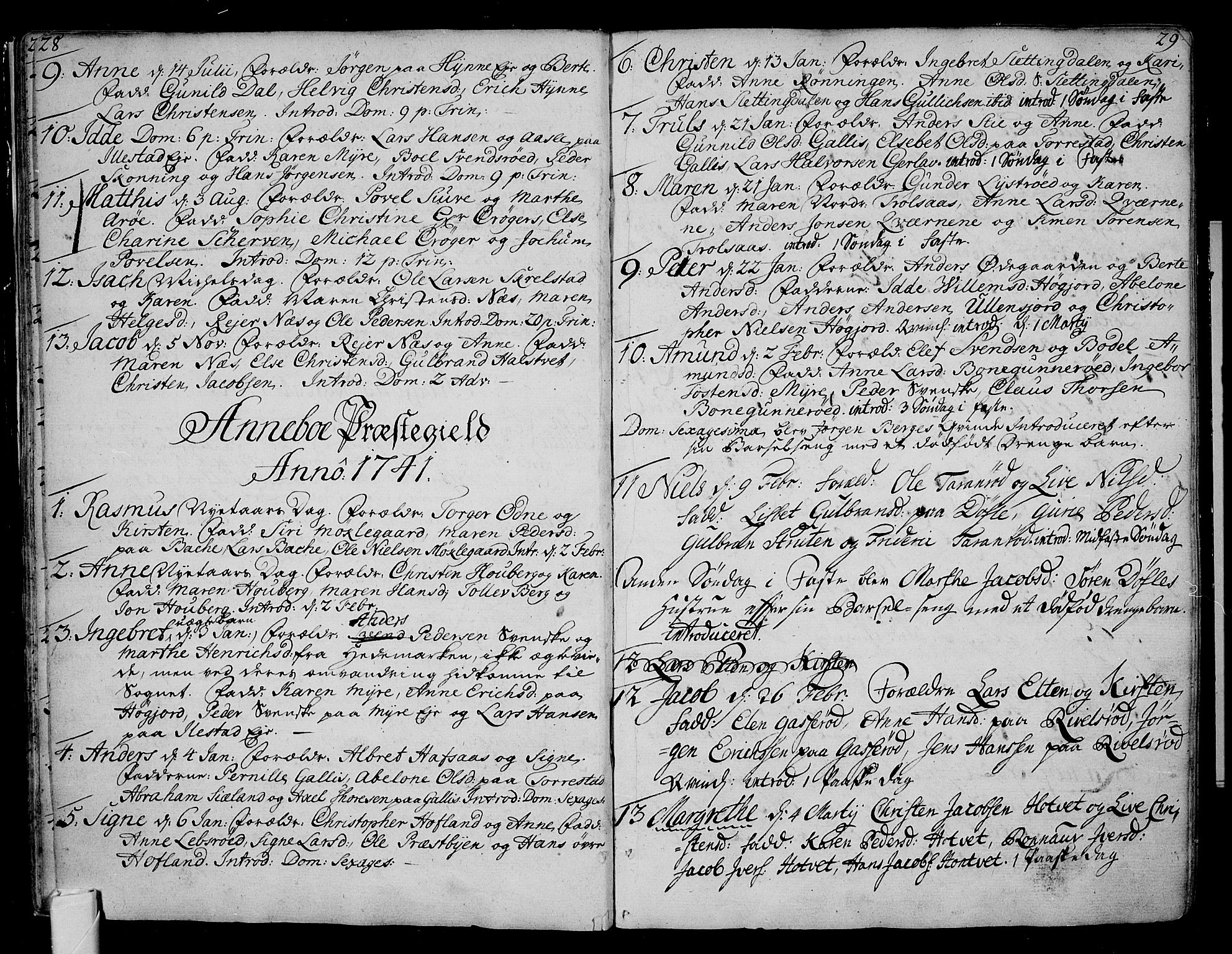 Andebu kirkebøker, AV/SAKO-A-336/F/Fa/L0002: Parish register (official) no. I 2, 1733-1802, p. 28-29