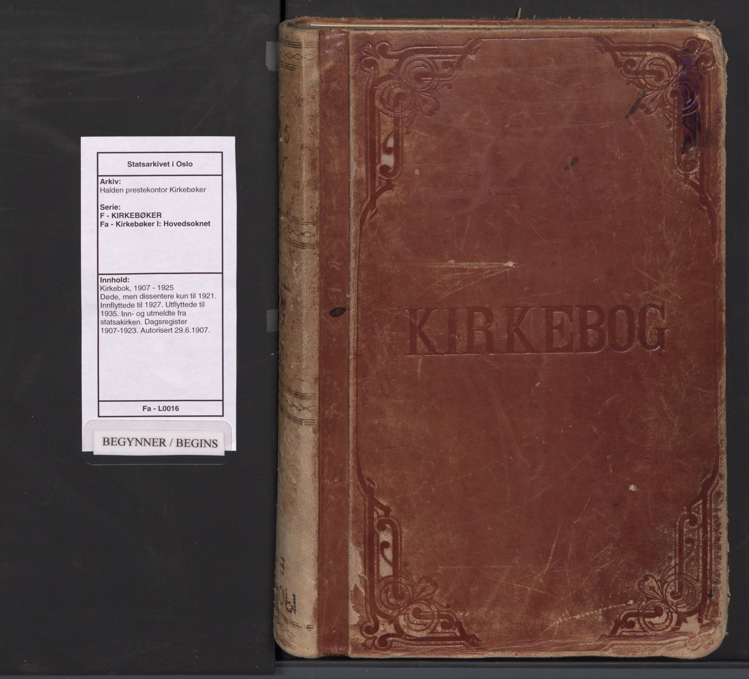 Halden prestekontor Kirkebøker, SAO/A-10909/F/Fa/L0016: Parish register (official) no. I 16, 1907-1925